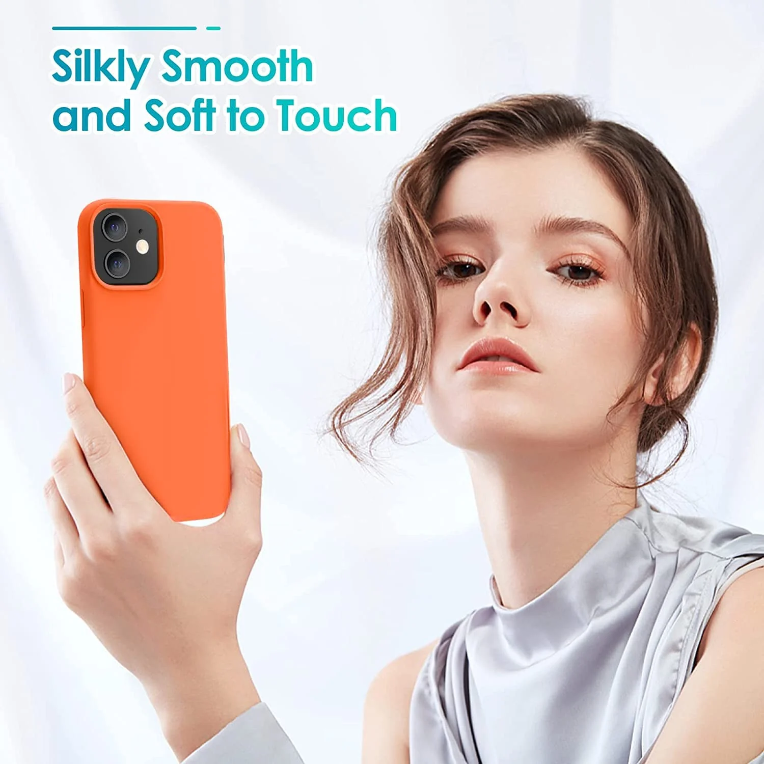 DL3 Mobilak Compatible with iPhone 11 (6.1 Inch) Case, Liquid Silicone Case, Full Body Protective Cover, Shockproof, Slim Phone Case, Anti-Scratch Soft Microfiber Lining - Orange