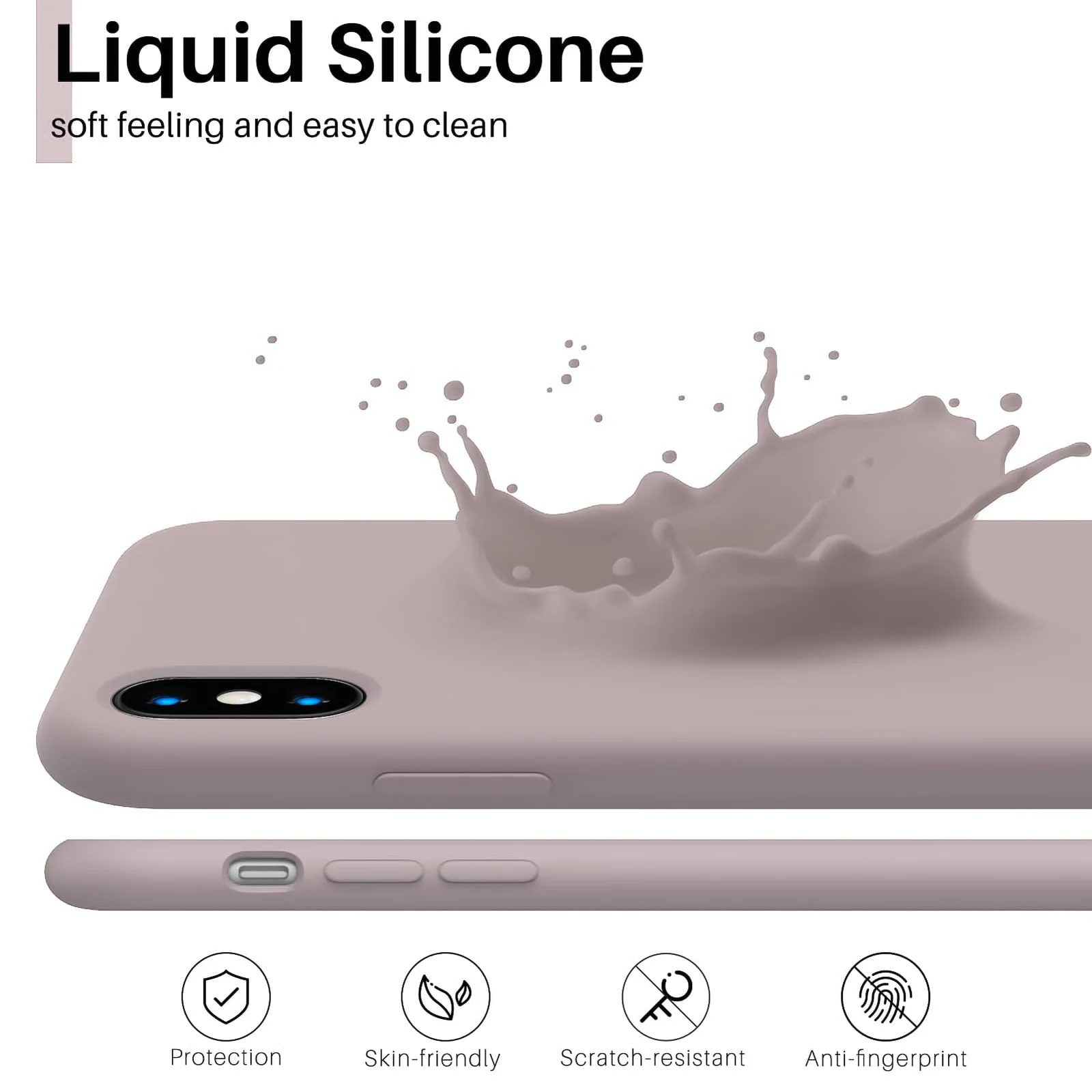 DL3 Mobilak Liquid Silicone Case for iPhone X / iPhone XS, Shock-absorbing protection, Scratch-resistant surface, Soft microfiber lining - Chalk Pink