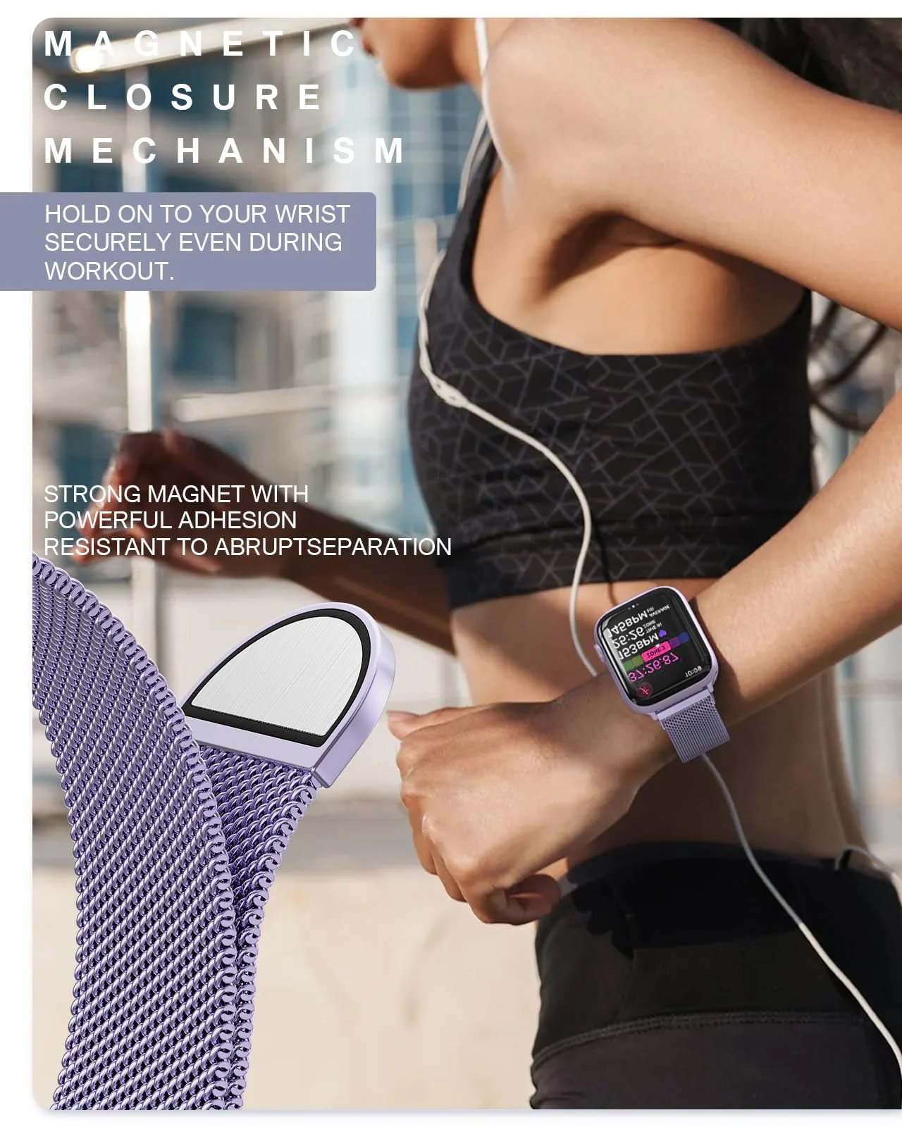 DL3 MOBILAK Milanese Loop Compatible With Apple Watch 38mm 40mm 41mm 42mm(Series 11 10), Stainless Steel Mesh Band Magnetic Clasp, Adjustable Metal Strap for iWatch Series 11 10 9 8 7 6 5 4 3 2 1 SE - A.Lavender