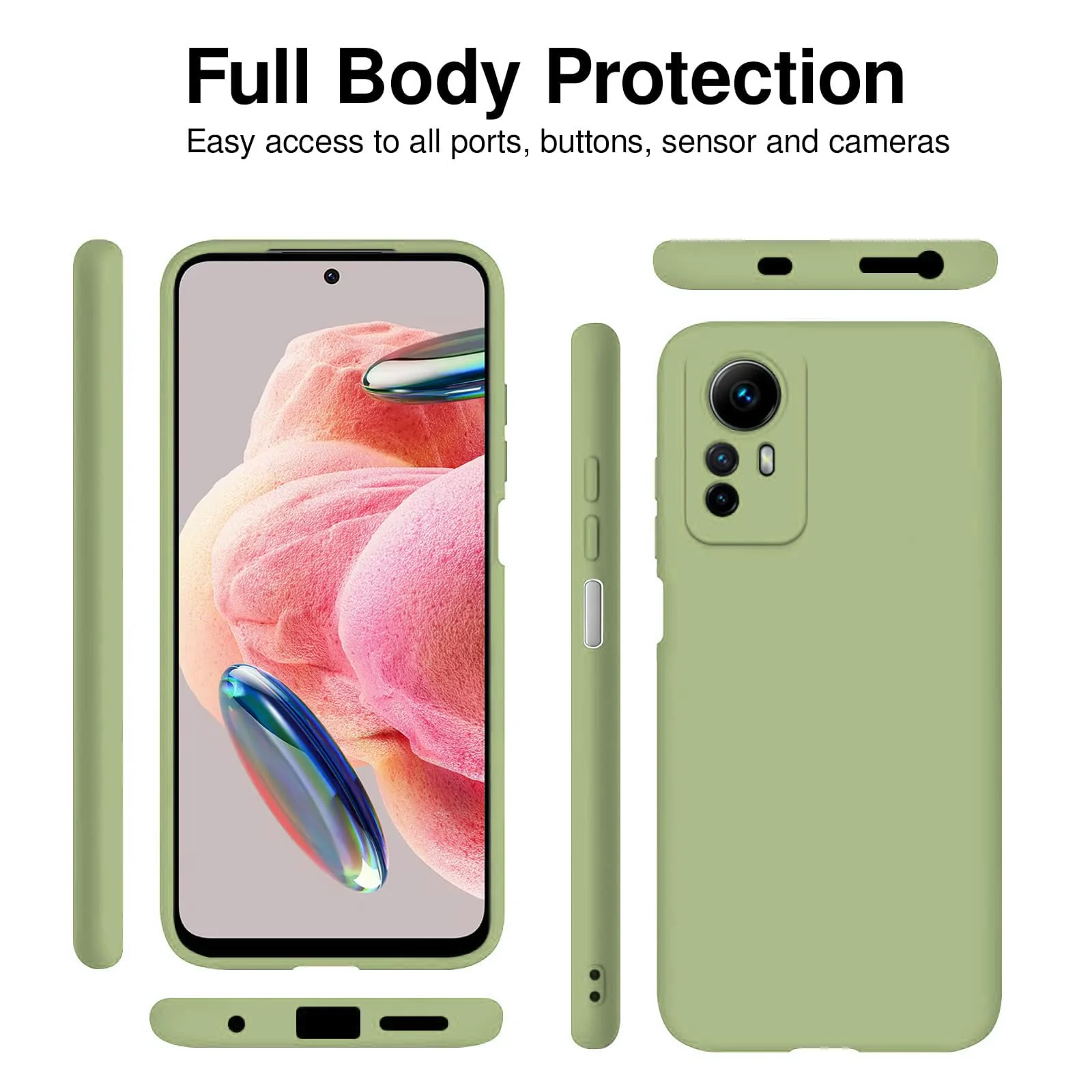 DL3 Mobilak Xiaomi Redmi Note 12S Case, Soft Flexible Liquid Silicone Gel Rubber Bumper Cover, Full Body Shockproof Protective Phone Case - Mint Green