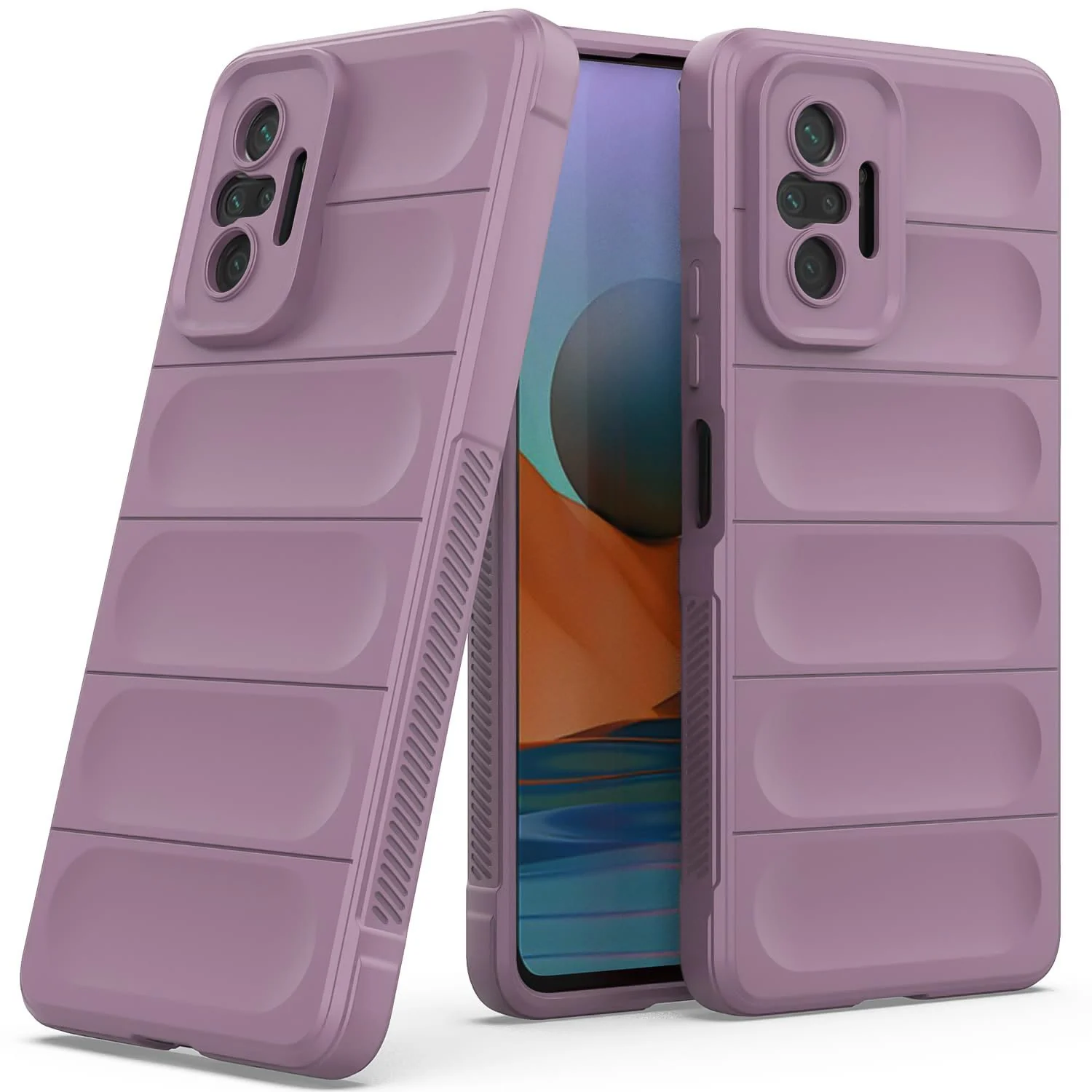 DL3 Mobilak Flexible Silicone and TPU Protective Case with Camera Protection for Xiaomi Redmi Note 10 Pro / Note 10 Pro Max - Purple