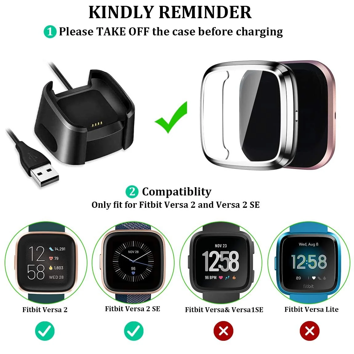 DL3 Mobilak Case Compatible with Fitbit Versa 2 Case All-Around with Built-in Screen Protector Watch Soft TPU Shockproof Cover Slim Guard Thin Bumper Shell Protector For Versa 2 - Silver