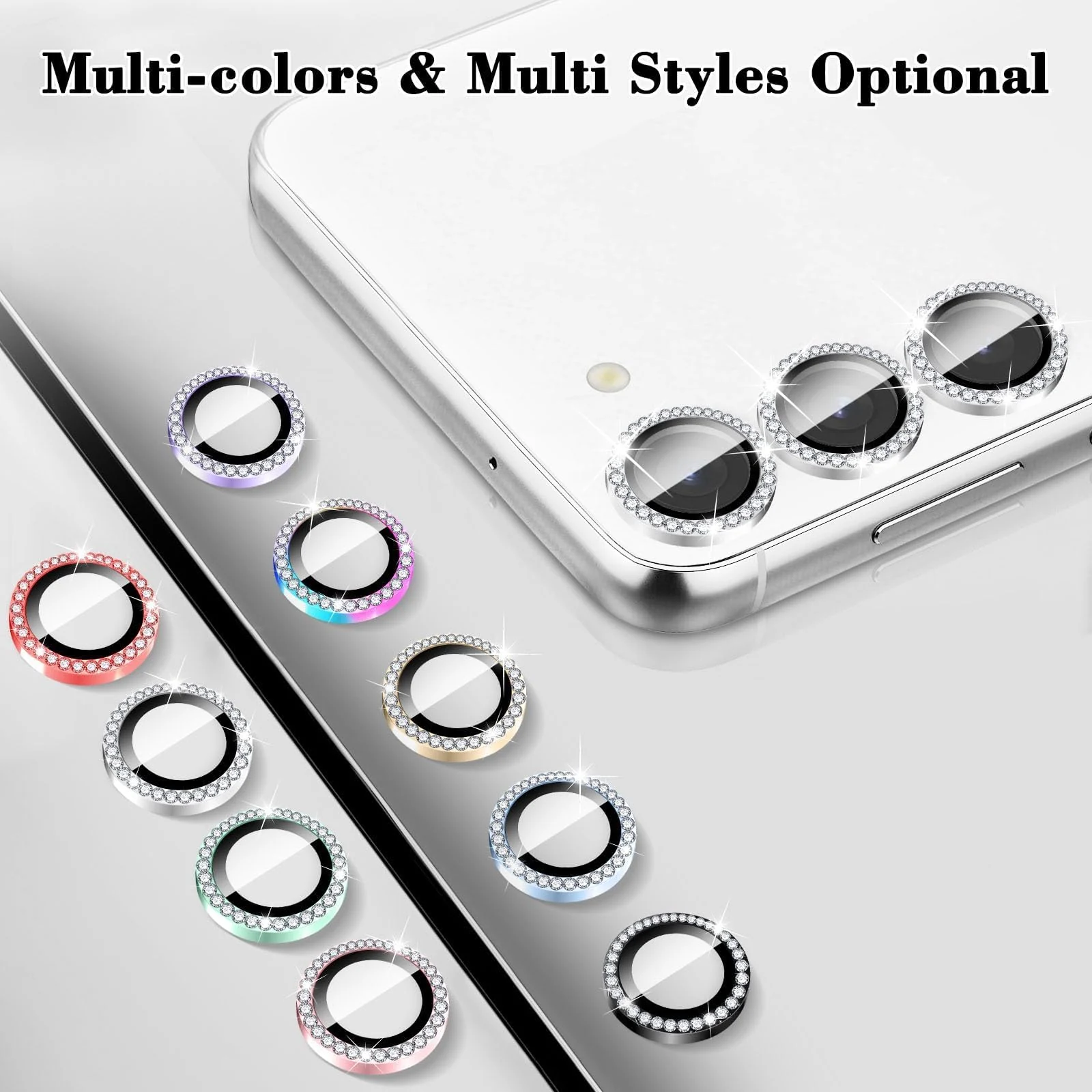 DL3 Mobilak Camera Lens Protector for Tecno Camon 40/Camon 40 Pro Accessories, 9H Tempered Glass Metal Individual Ring Camera Cover Screen Protector, Case Friendly, Anti Scratch - Diamond Silver