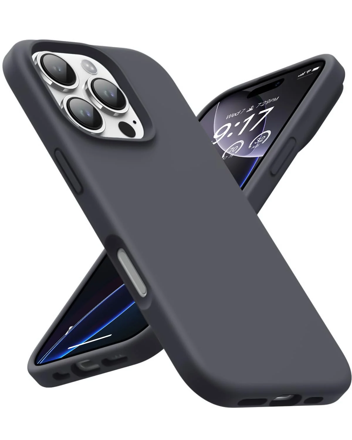 DL3 Mobilak Liquid Silicone Protective Case with Soft Microfiber Lining for iPhone 16 Pro Max - Dark Gray