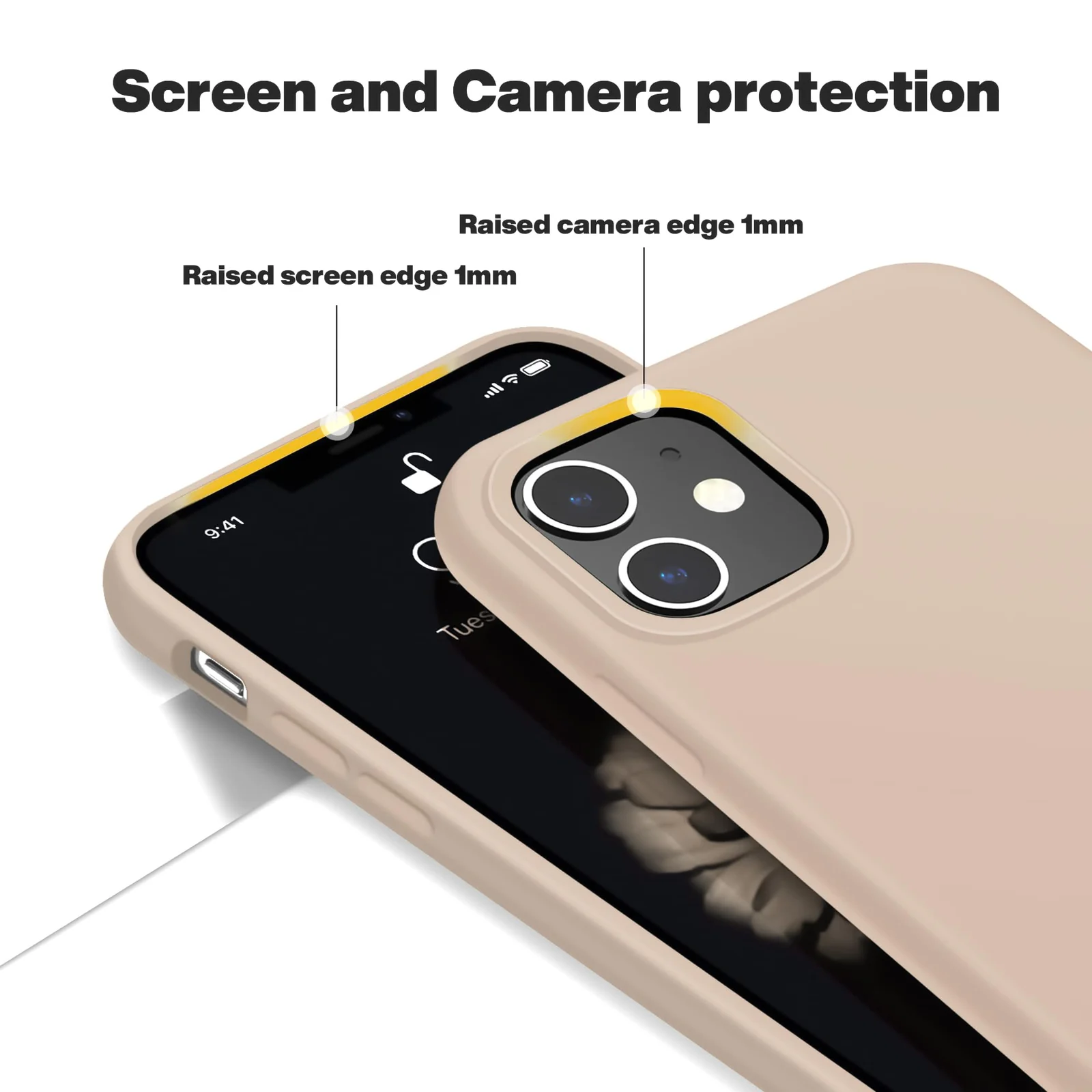 DL3 Mobilak Liquid Silicone Protective Case for iPhone 11 (6.1 Inch) with Camera Protection and Microfiber Lining - Light Cashmere