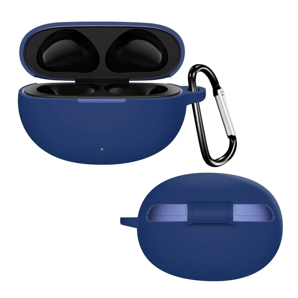DL3 Mobilak Silicone Cover Case Compatible with realme Buds Air 5 Portable Protective Case Cover With Keychain - Blue