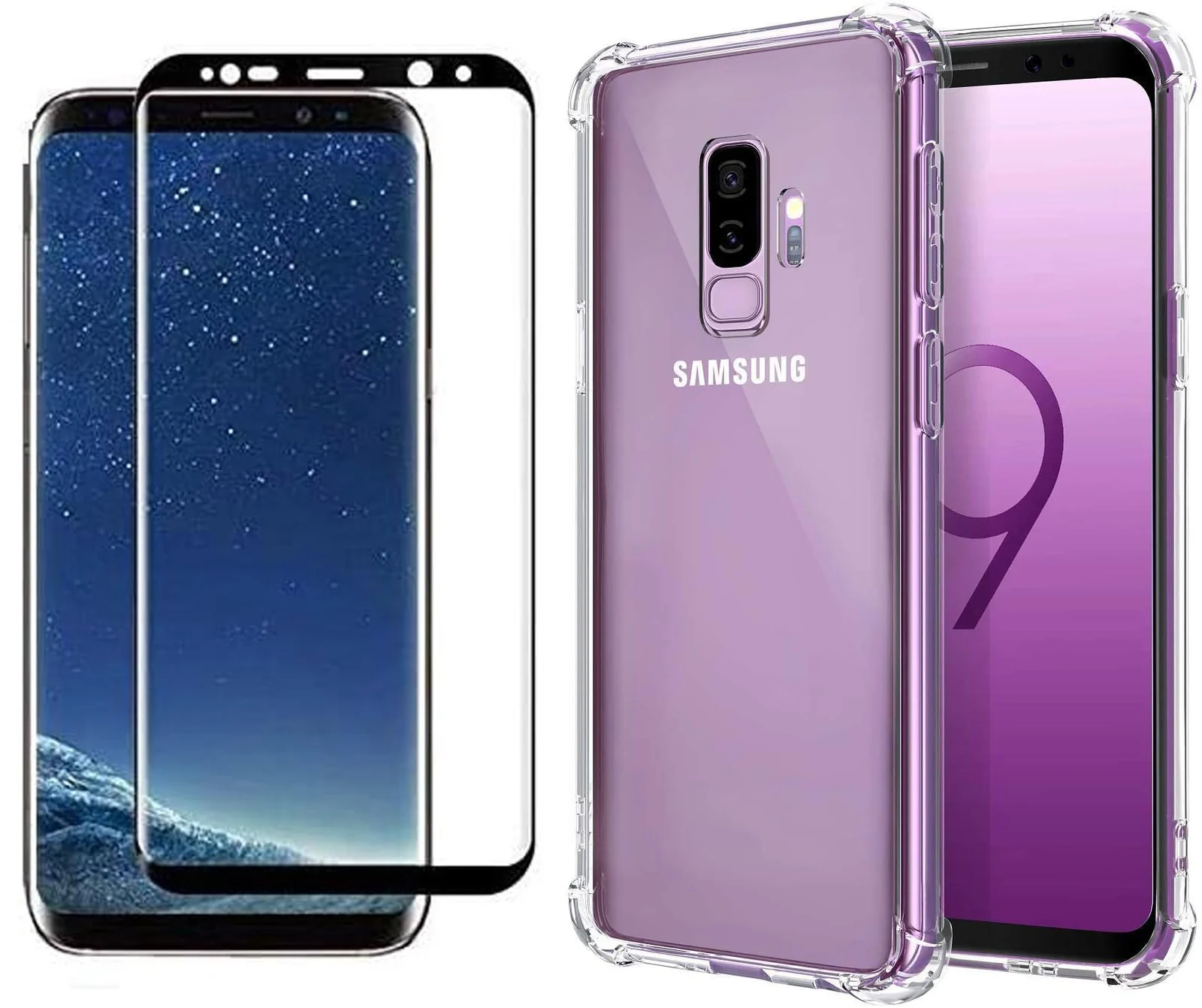 DL3 Mobilak Case Compatible with Samsung Galaxy S9 Plus, Cover Silicone TPU Gorilla Anti-shock Protector Camera Shockproof Corners with 5D Screen Protector - Clear