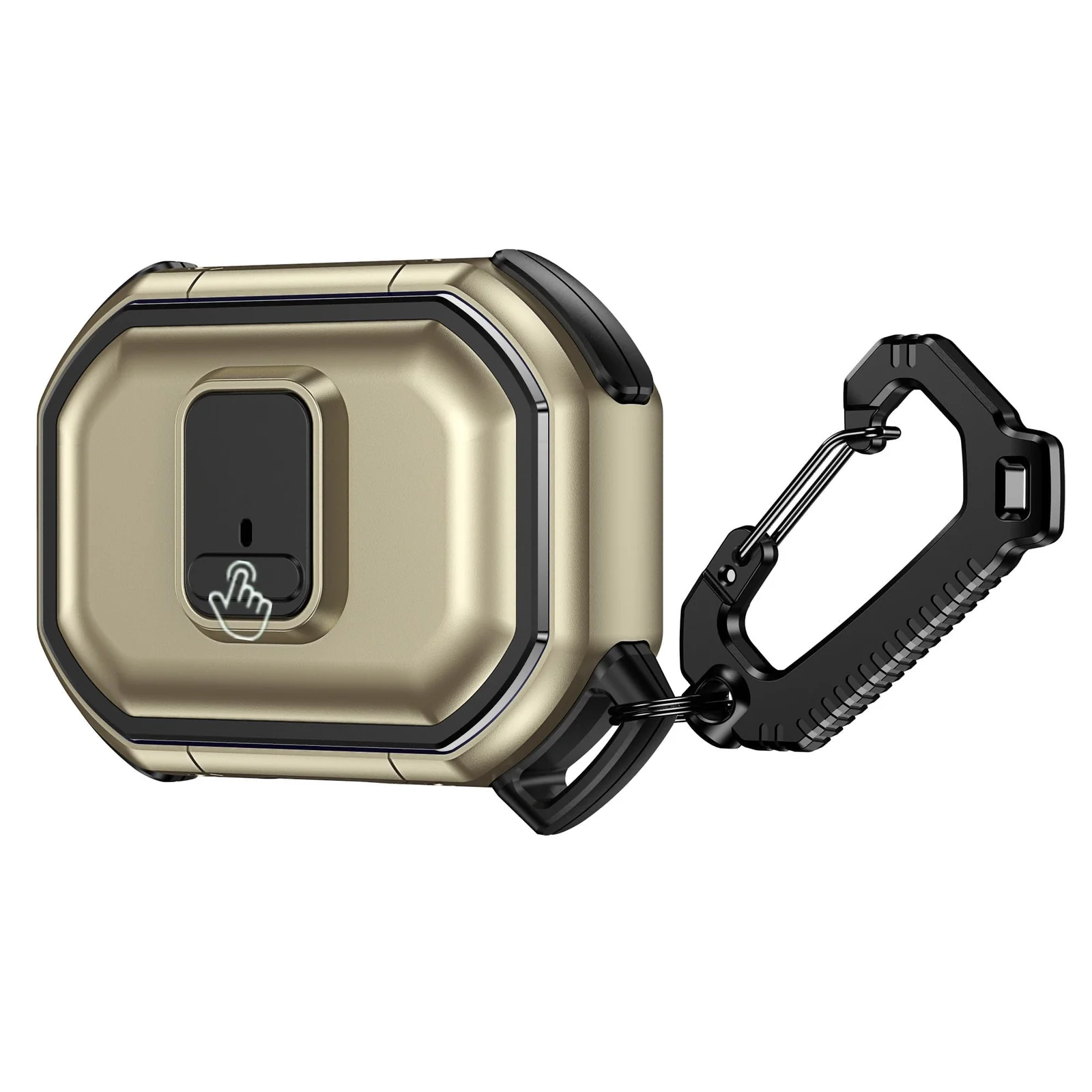 DL3 Mobilak Protective Case for AirPods Pro 2 [Front LED Visible] for Men with Lock, Military Armor Series Full-Body For 2022 AirPods Pro 2nd Generation Cover with Keychain - Gold