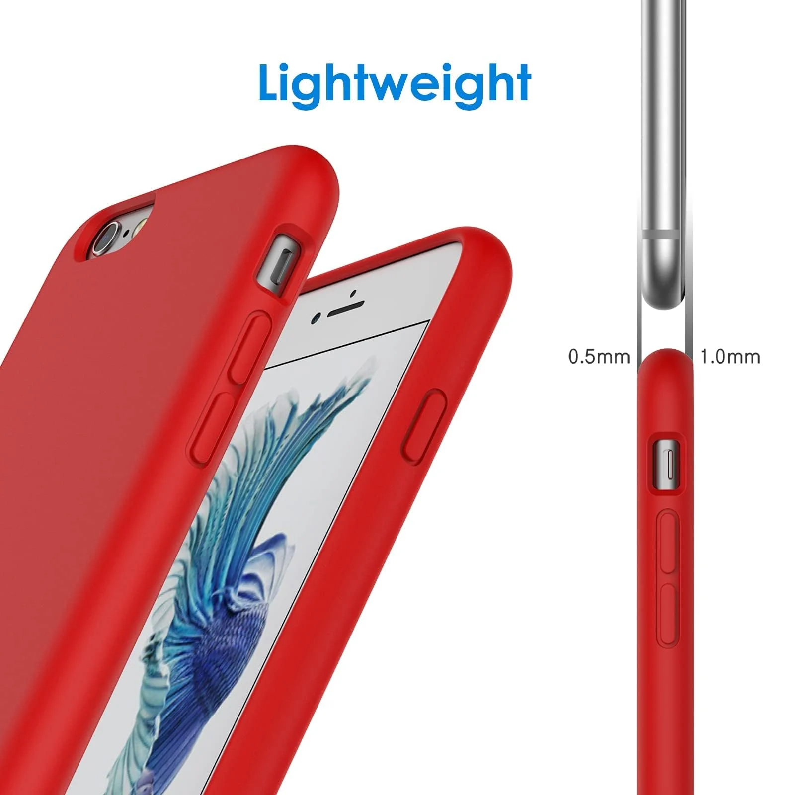 DL3 Mobilak Liquid Silicone Protective Case for iPhone 6 / 6S with Camera Protection and Microfiber Lining - Red