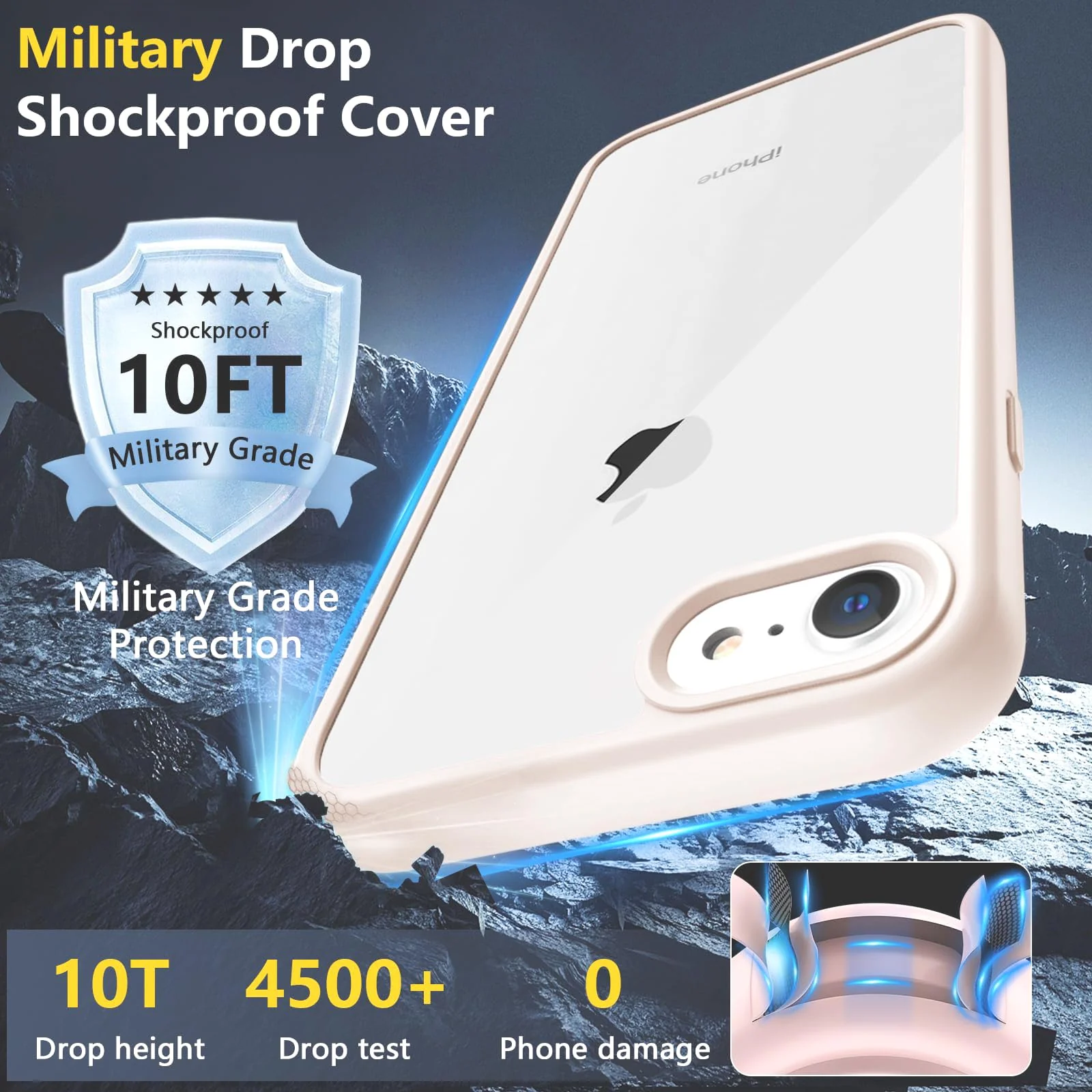 DL3 Mobilak Clear PC and TPU Protective Case for iPhone 7 Plus / iPhone 8 Plus with Shockproof Design and Anti-Yellowing Design - Pink Sand
