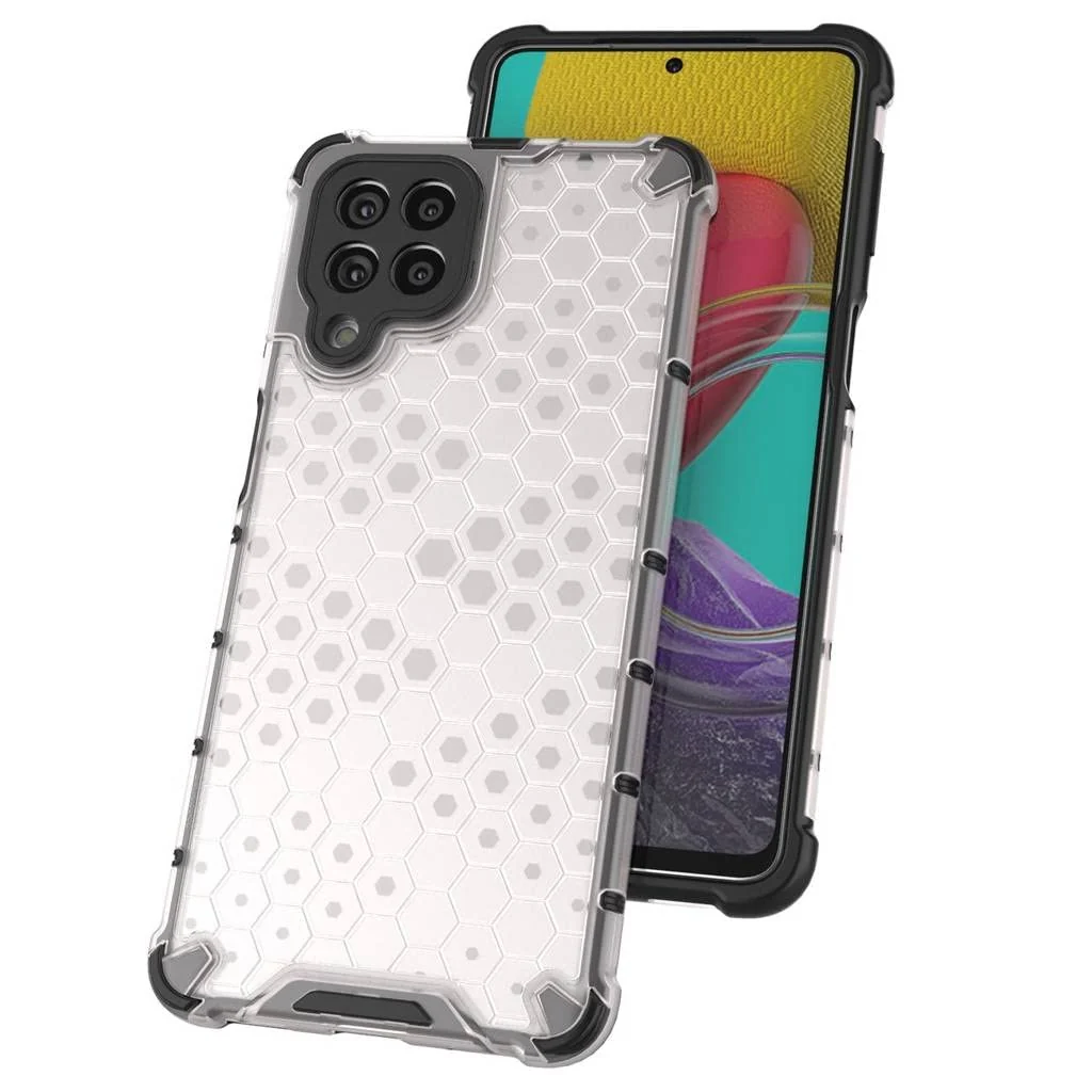 DL3 Mobilak Honeycomb Protective Case for Samsung Galaxy M53 5G, Shock-absorbing protection, Transparent design, Slim, lightweight profile - Clear