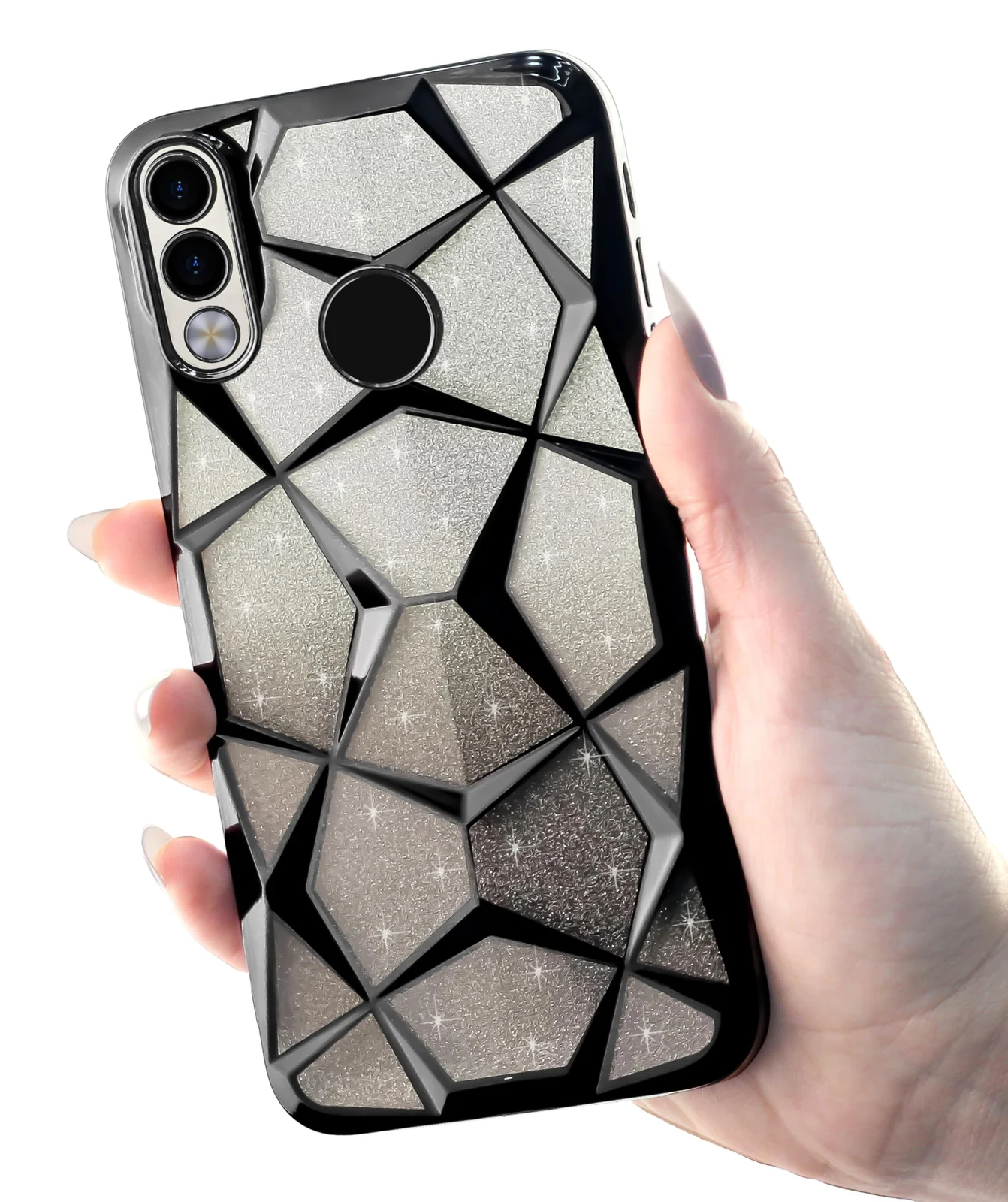 DL3 Mobilak Compatible with Samsung Galaxy A20/A30/M10S Case Plating Bling Gradient Glitter Clear Cover Soft TPU Silicone Cute Camera Protection Shockproof Back for Women Girls Case - Black