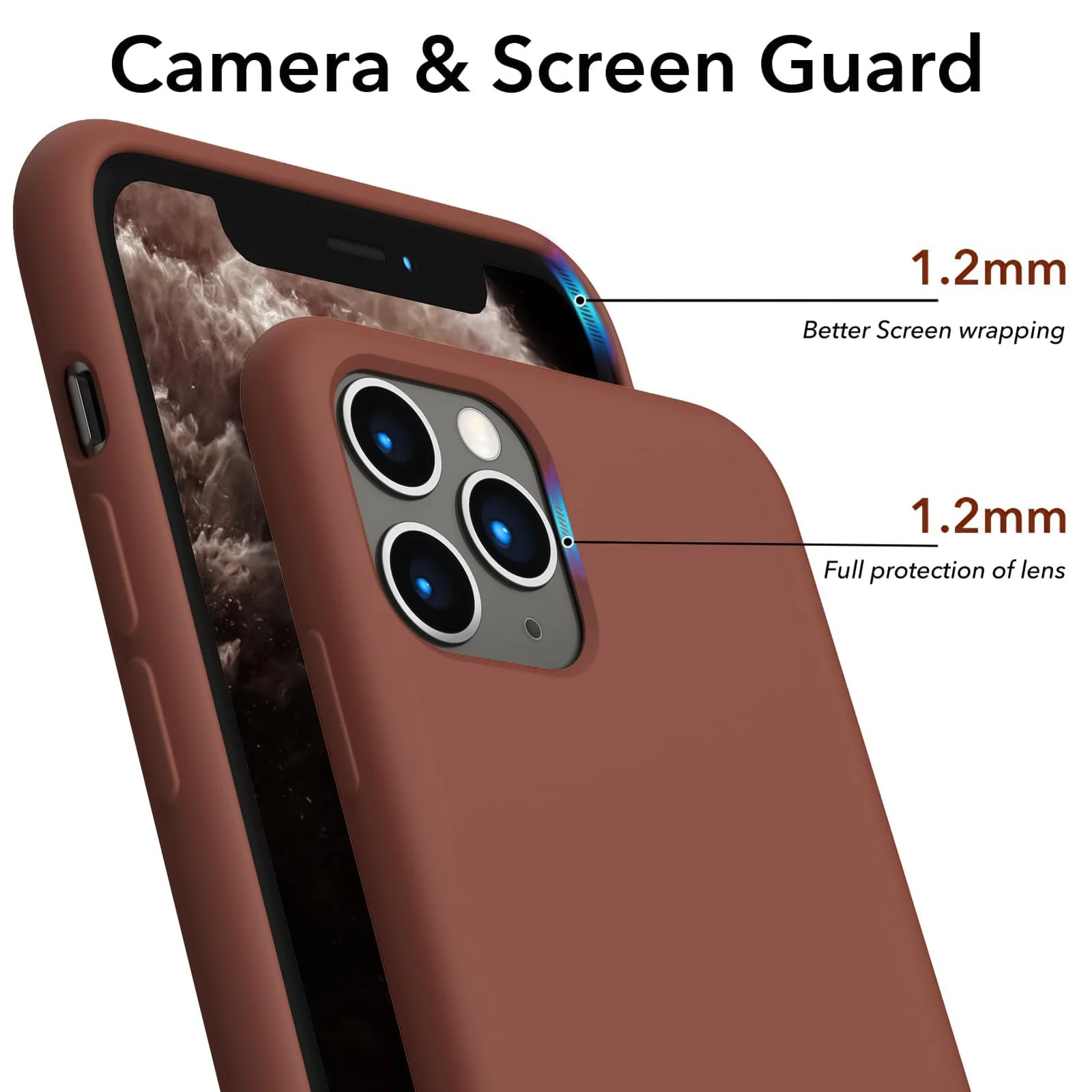 DL3 Mobilak Compatible with iPhone 12/12 Pro (6.1 Inch) Case, Liquid Silicone Case, Full Body Protective Cover, Shockproof, Slim Phone Case, Anti-Scratch Soft Microfiber Lining - Brown