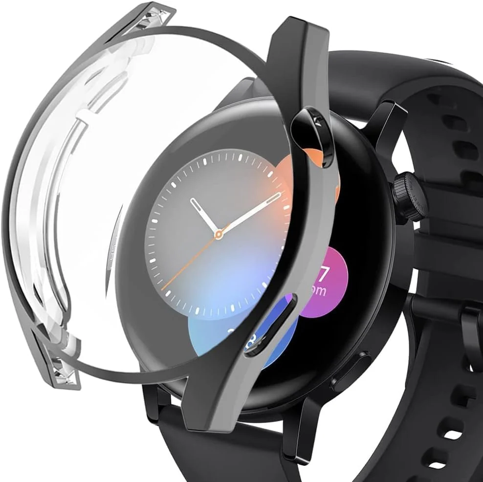 DL3 Mobilak Case Compatible with Huawei Watch GT3 46mm Case All-Around Screen Protector Watch Soft TPU Shockproof Cover Slim Guard Thin Bumper Shell Protector - Black