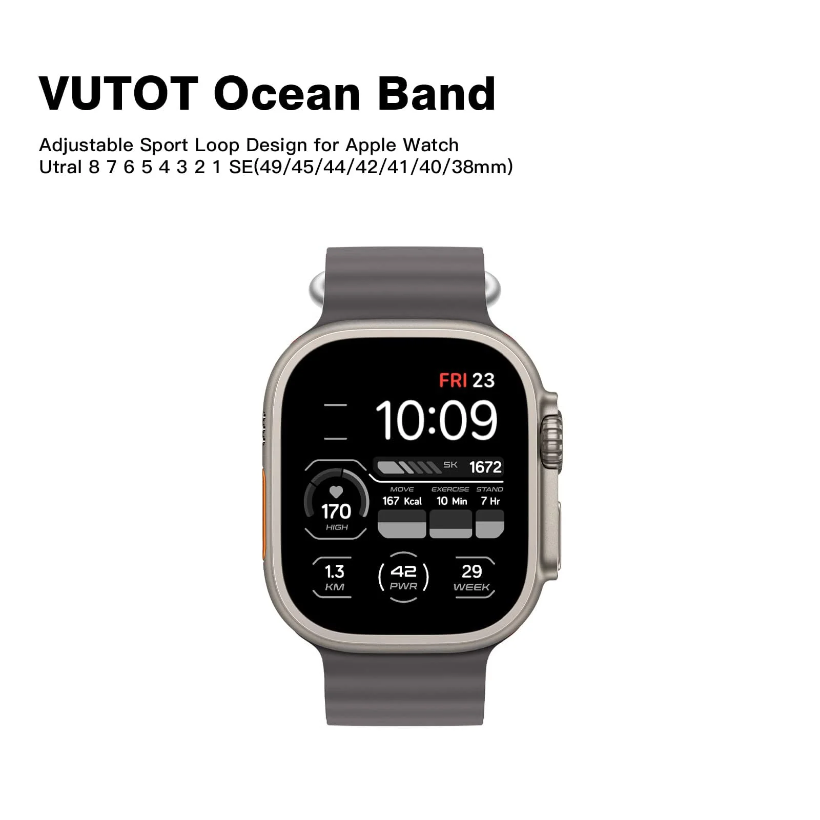 DL3 Mobilak Ocean Band For Apple Watch Band 49mm 45mm 44mm 42mm 41mm 40mm 38mm, Soft Silicone Sport Band Replacement Strap for iWatch Ultra Series SE 9 8 7 SE 6 5 4 3 2 1 (Coffee, 42MM/44MM/45MM/49MM) - Black