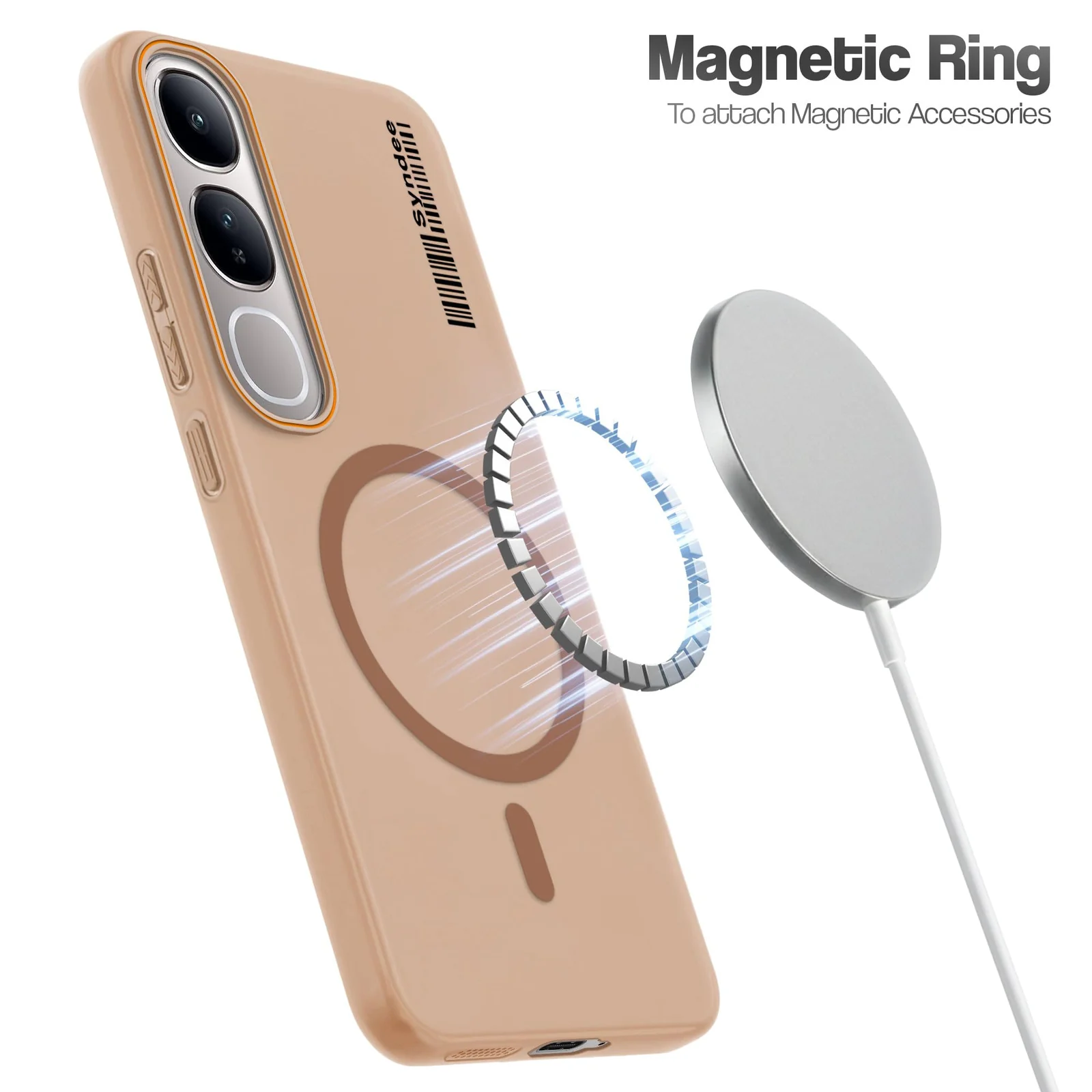 DL3 Mobilak Translucent Matte Case for vivo V70 FE, Compatible with MagSafe accessories, Shock-absorbing protection, Integrated ring holder - Brown
