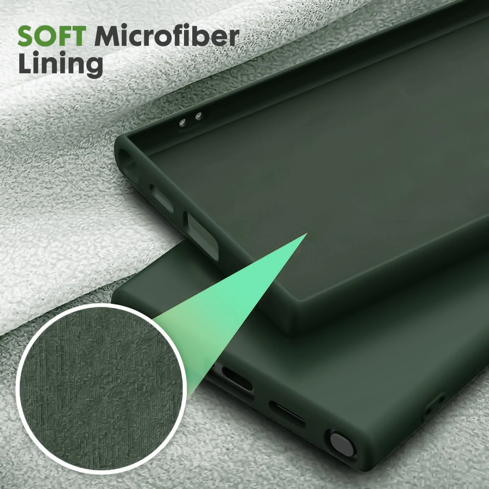 DL3 Mobilak Liquid Silicone Protective Case with Soft Microfiber Lining with Full Camera Protection for Samsung Galaxy S23 Ultra - Green