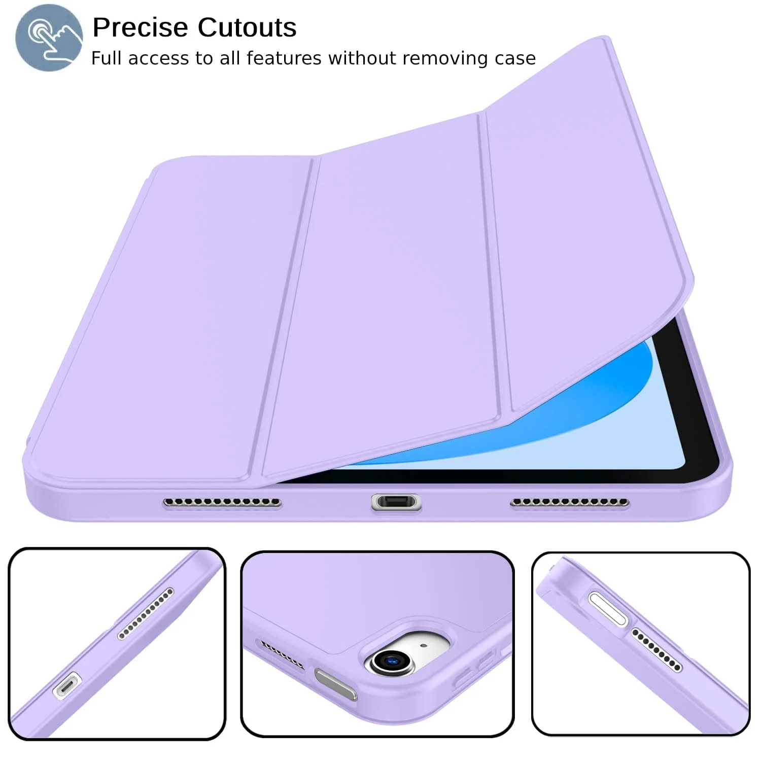 DL3 Mobilak iPad Air 11-Inch M2 (2024), iPad Air 5/4 (2022/2020 5th/4th 10.9-Inch) Case with Pencil Holder Full Body Protection + Charging Support Compatible with Apple Pencil (2nd - Light Purple