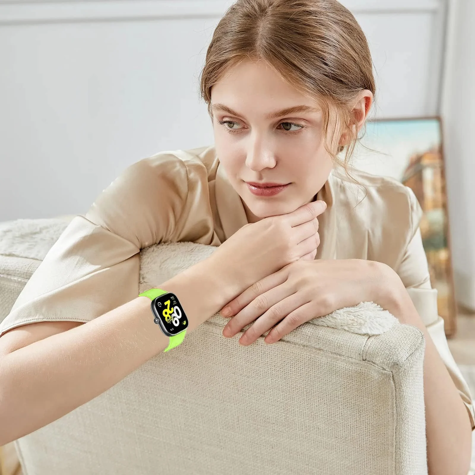 DL3 Mobilak Bracelet Compatible with Xiaomi Redmi Watch 6/5/4 / Xiaomi Smart Band 10 Pro/9 Pro/8 Pro, Soft TPU Replacement Strap Sports, Strap for Men and Women - Lime