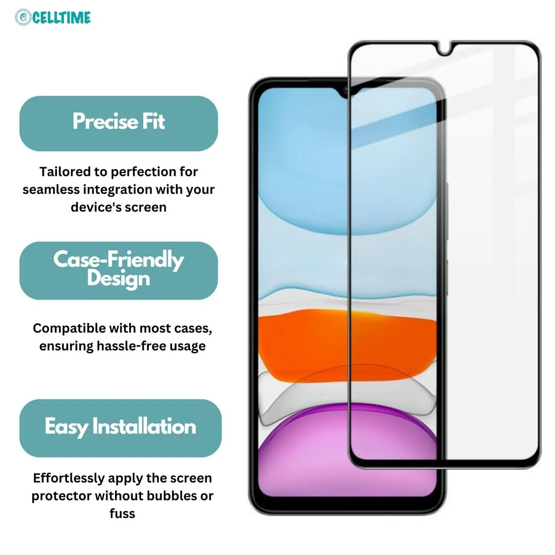 DL3 Mobilak 5D Full Glass Screen Protector For Xiaomi Redmi A3 Black Frame - Clear
