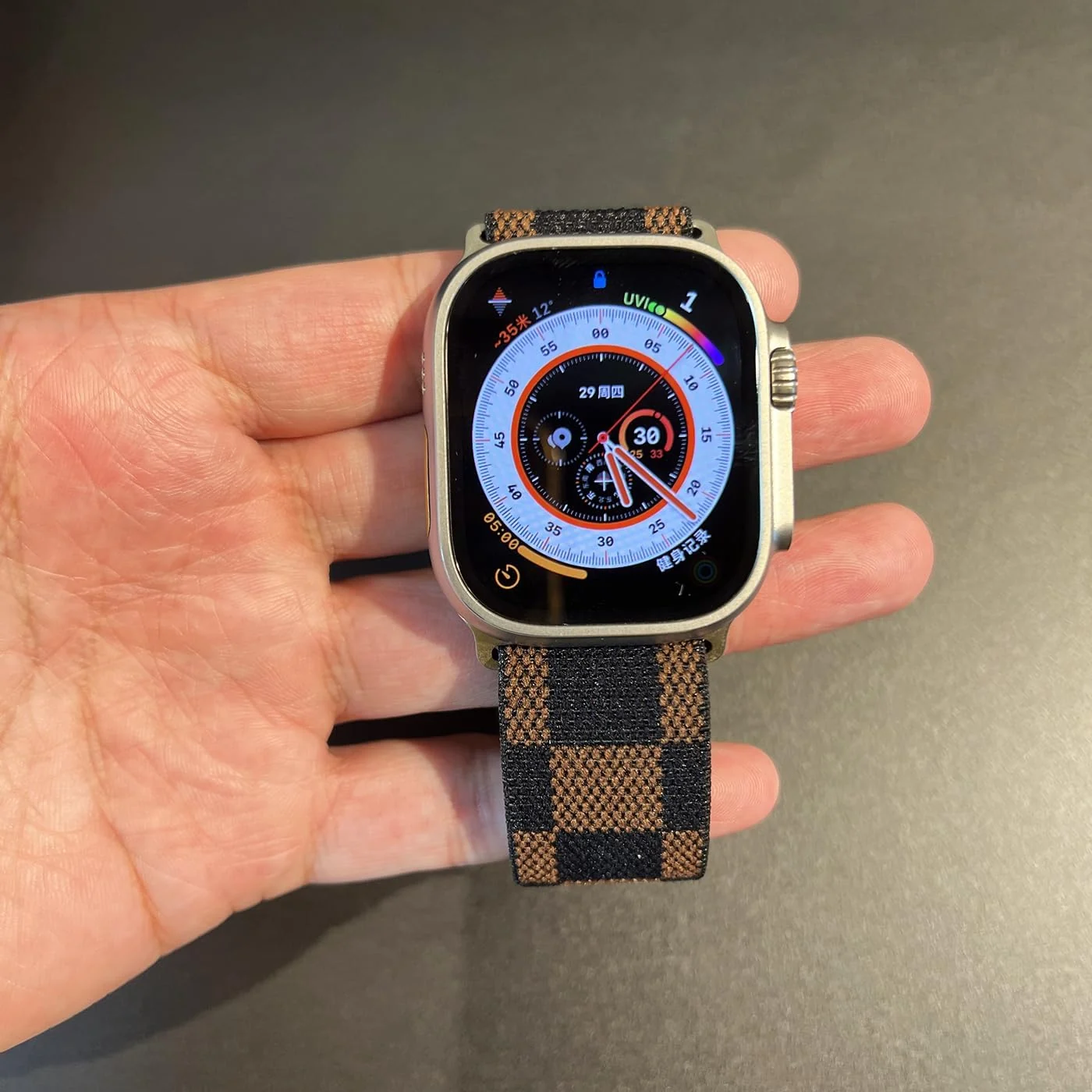 DL3 Mobilak Trail/Alpine Loop Nylon Band Compatible with Apple Watch Ultra 2/Ultra Band 49mm 45mm 44mm 42mm, Adjustable with Metal C-Hook Strap for iWatch Ultra Series 9/8/7/6/5/4/3/2/1/SE2/SE - Trail Lattice Brown