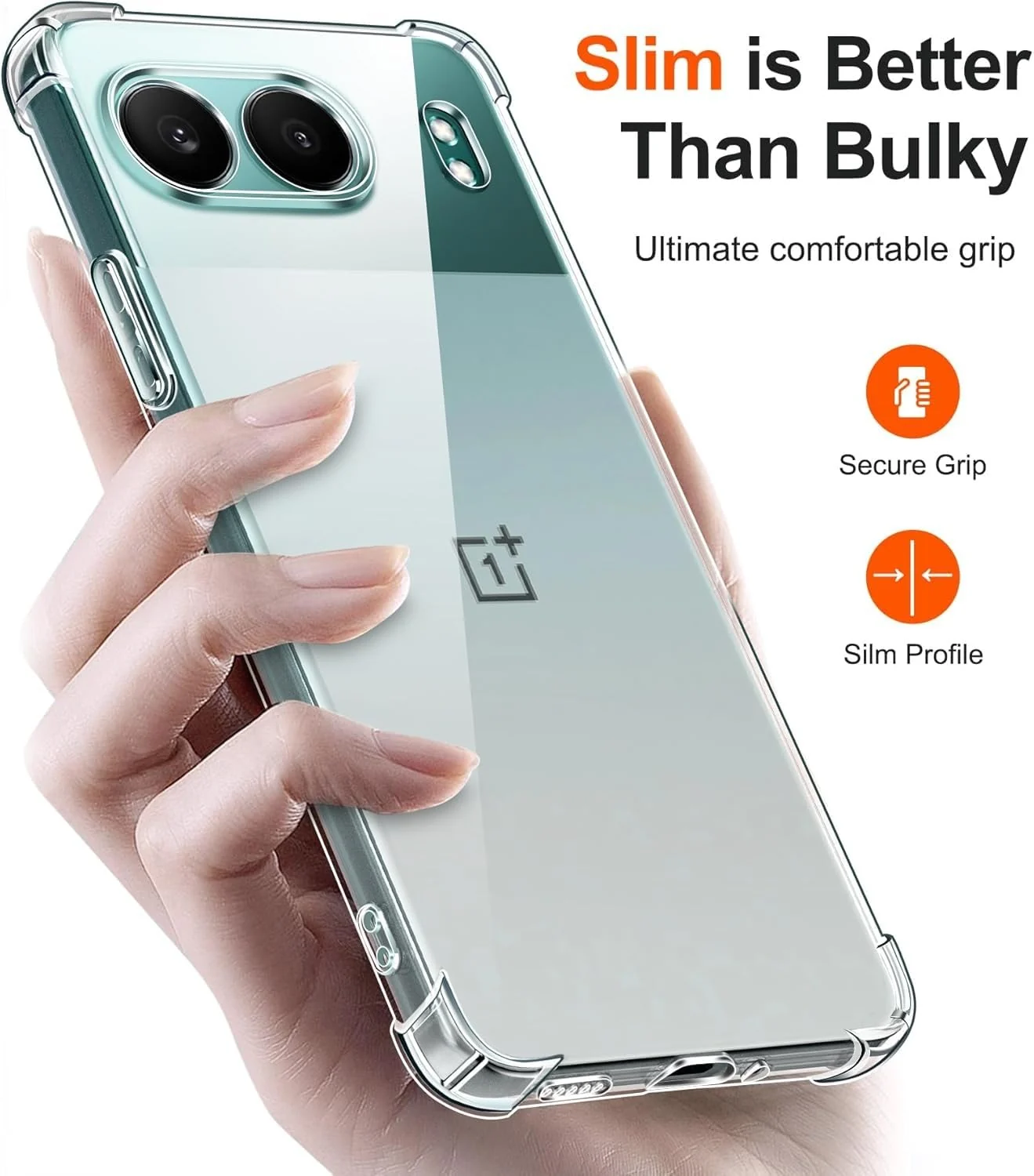DL3 Mobilak Case Compatible with OnePlus Nord 4 5G, Cover Silicone TPU Gorilla Anti-shock Protector Camera Shockproof Corners - Clear