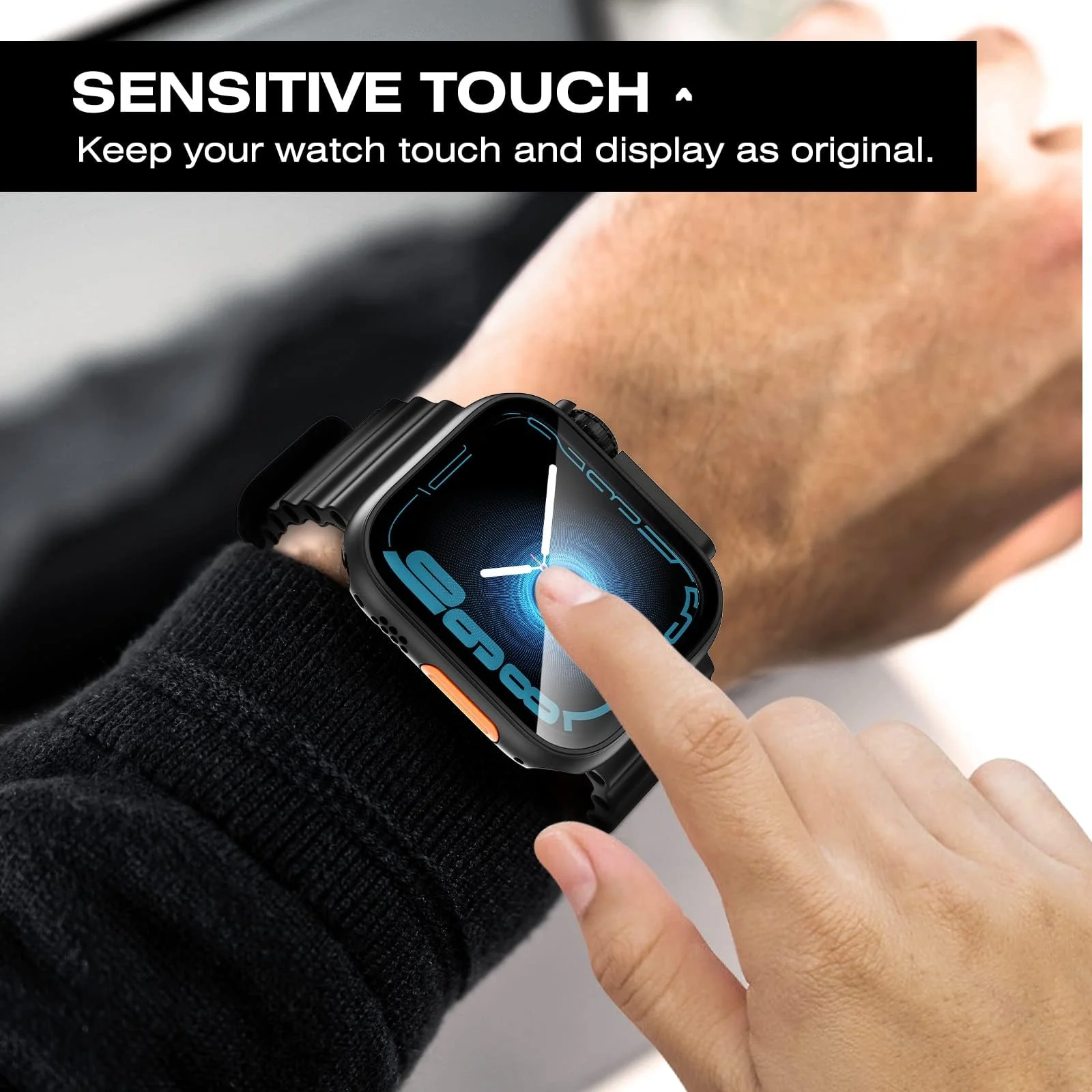 DL3 Mobilak for Apple Watch 41mm Screen Protector Case, [ Looks Like Ultra Protector Case ] Built-in Tempered Glass Screen Unique Design Case Cover for iWatch 41mm Series 9 8 7 - Black