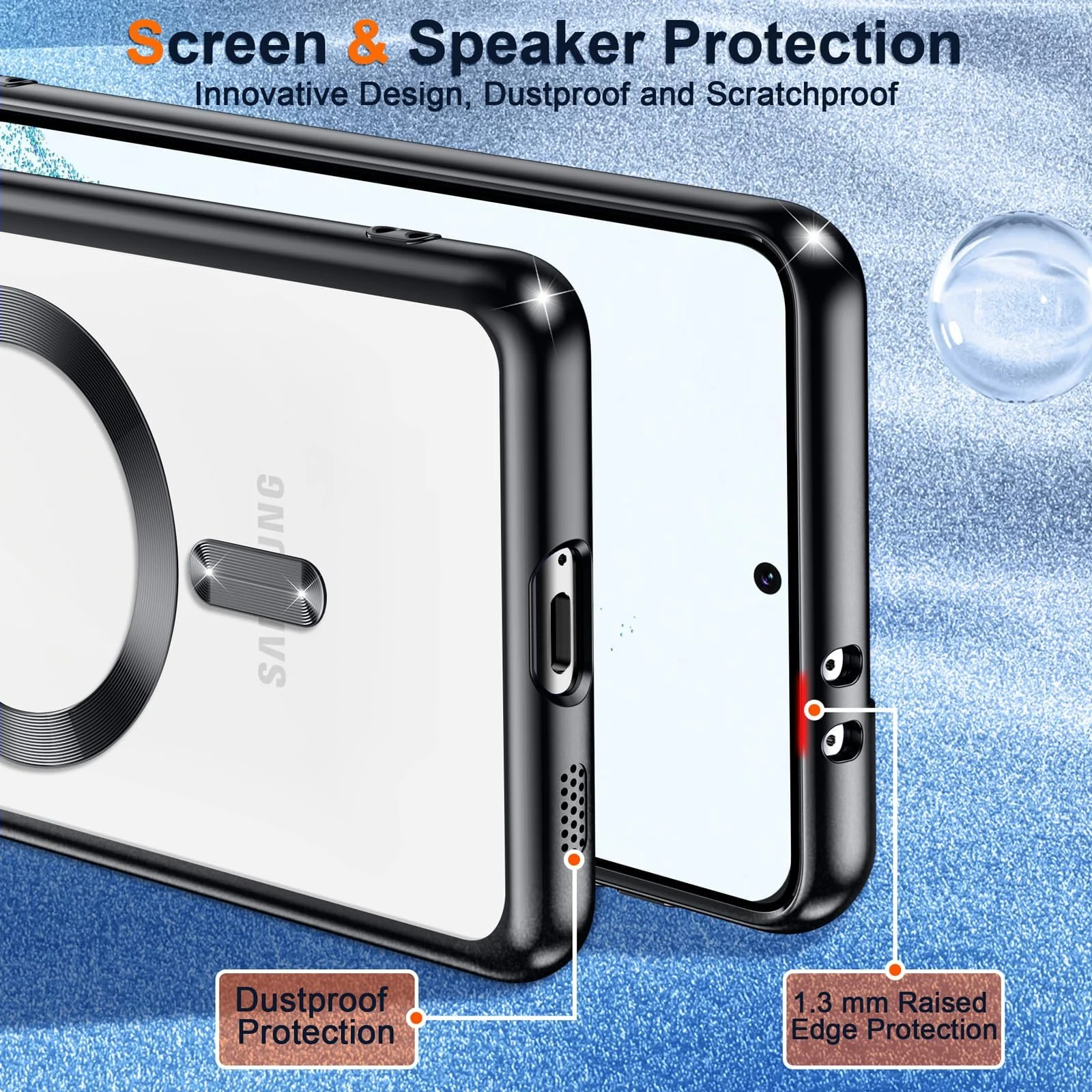 DL3 Mobilak Clear MagSafe-Compatible TPU Case and Camera Lens Protector for Samsung Galaxy S22 Plus - Blue
