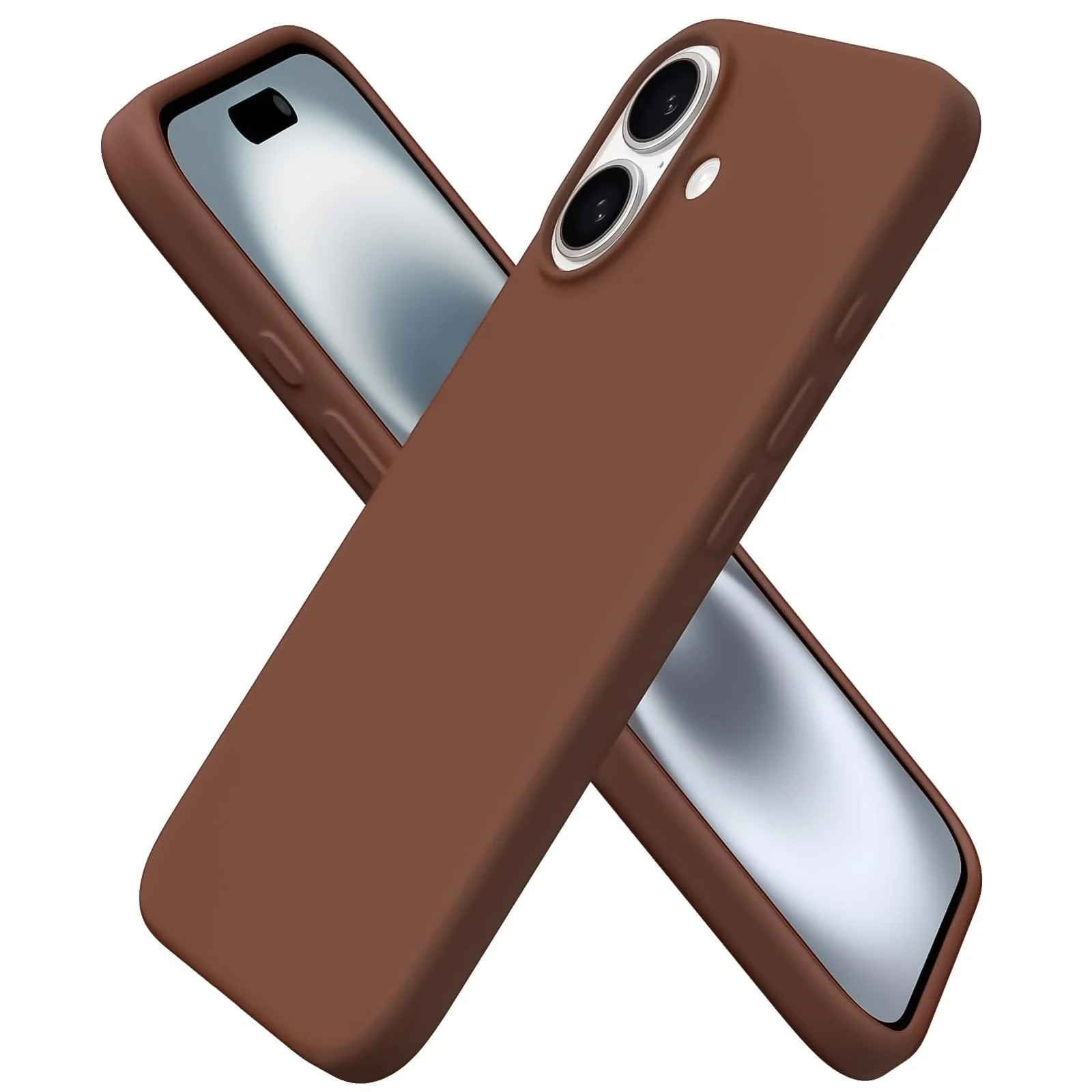 DL3 Mobilak Liquid Silicone Protective Case with Soft Microfiber Lining for iPhone 16 - Brown