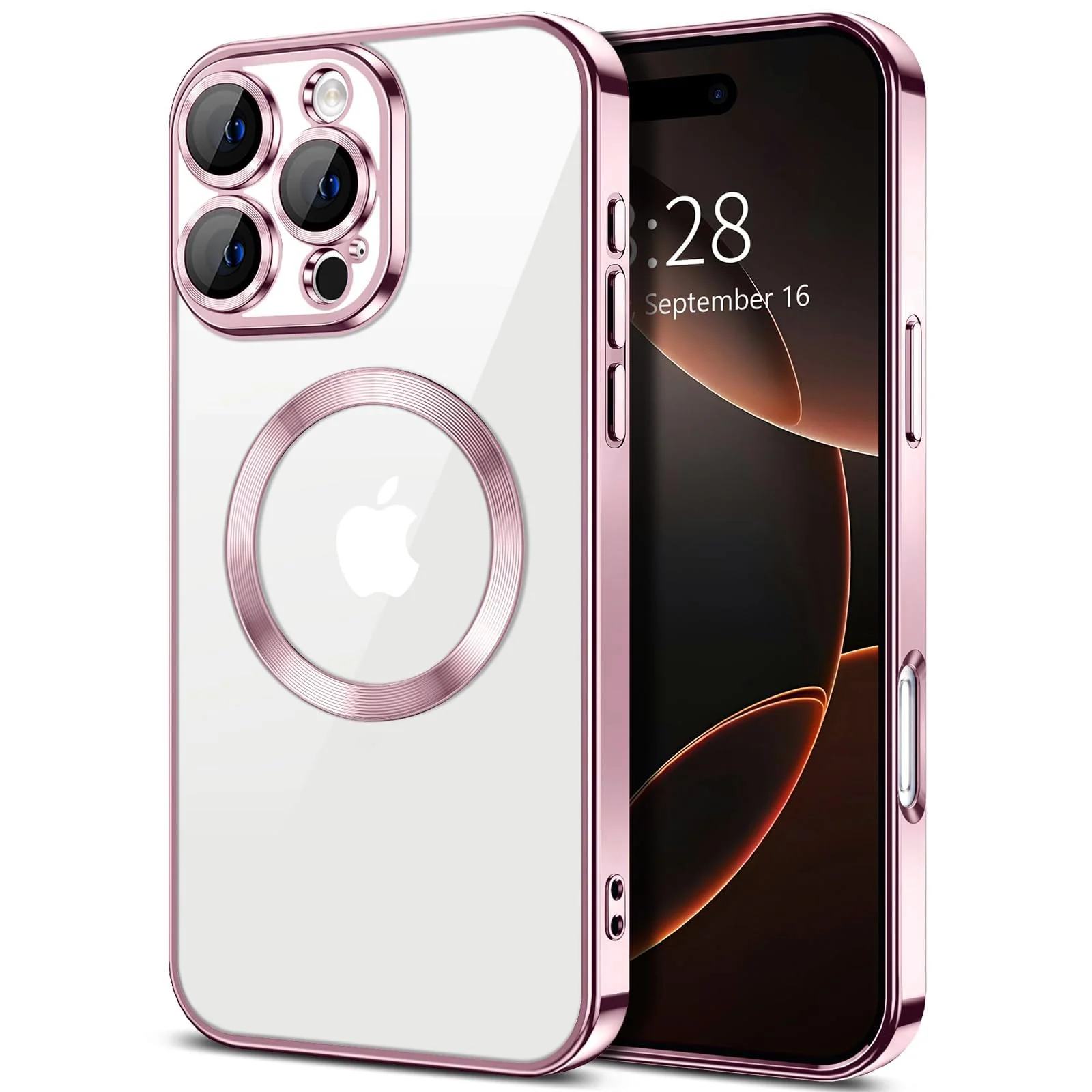 DL3 Mobilak Plated-Edge TPU Protective Case with Camera Protection for iPhone 16 Pro Max - Pink