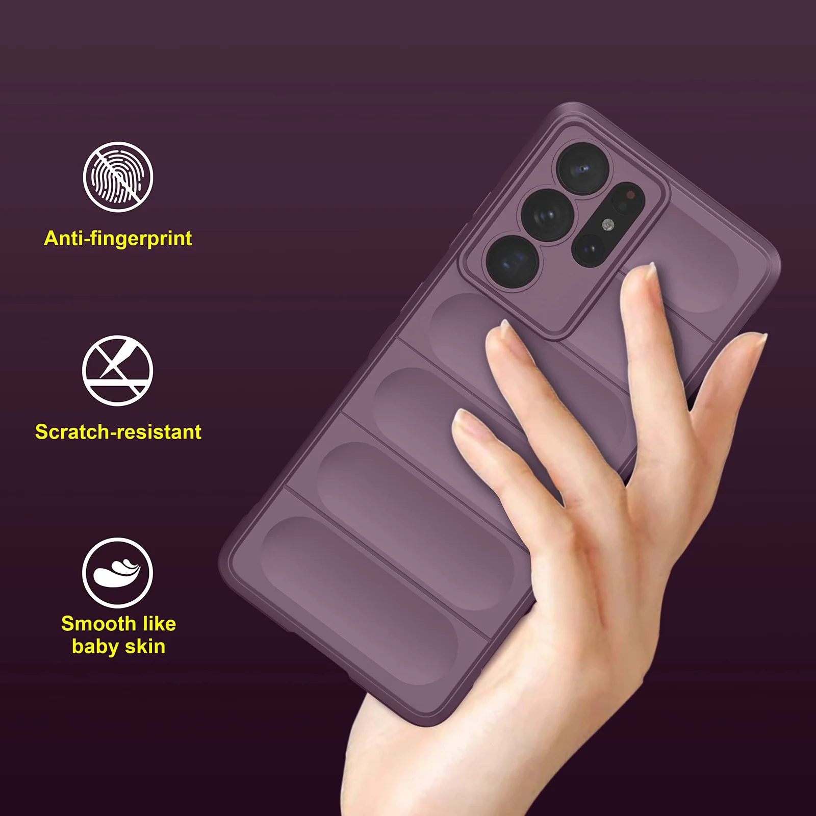 DL3 Mobilak Soft Silicone Protective Case for Samsung Galaxy S21 Ultra with Camera Protection and Shockproof Design - Purple