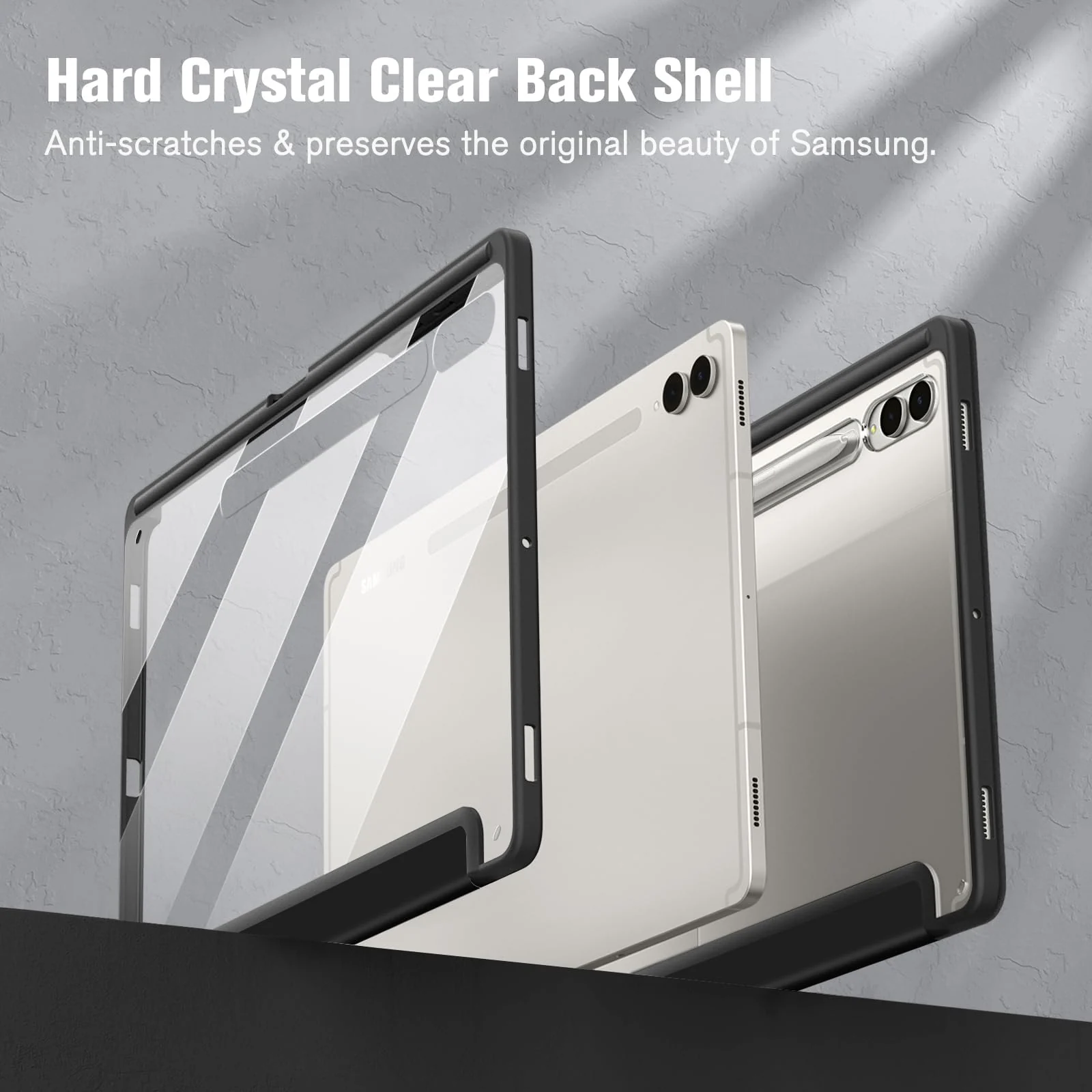 DL3 Mobilak Hybrid Slim Case for Samsung Galaxy Tab S8 Plus 2022/S7 FE 2021/S7 Plus 2020 12.4 Inch with S Pen Holder, Shockproof Cover with Clear Transparent Back Shell, Auto Wake/Sleep - Black