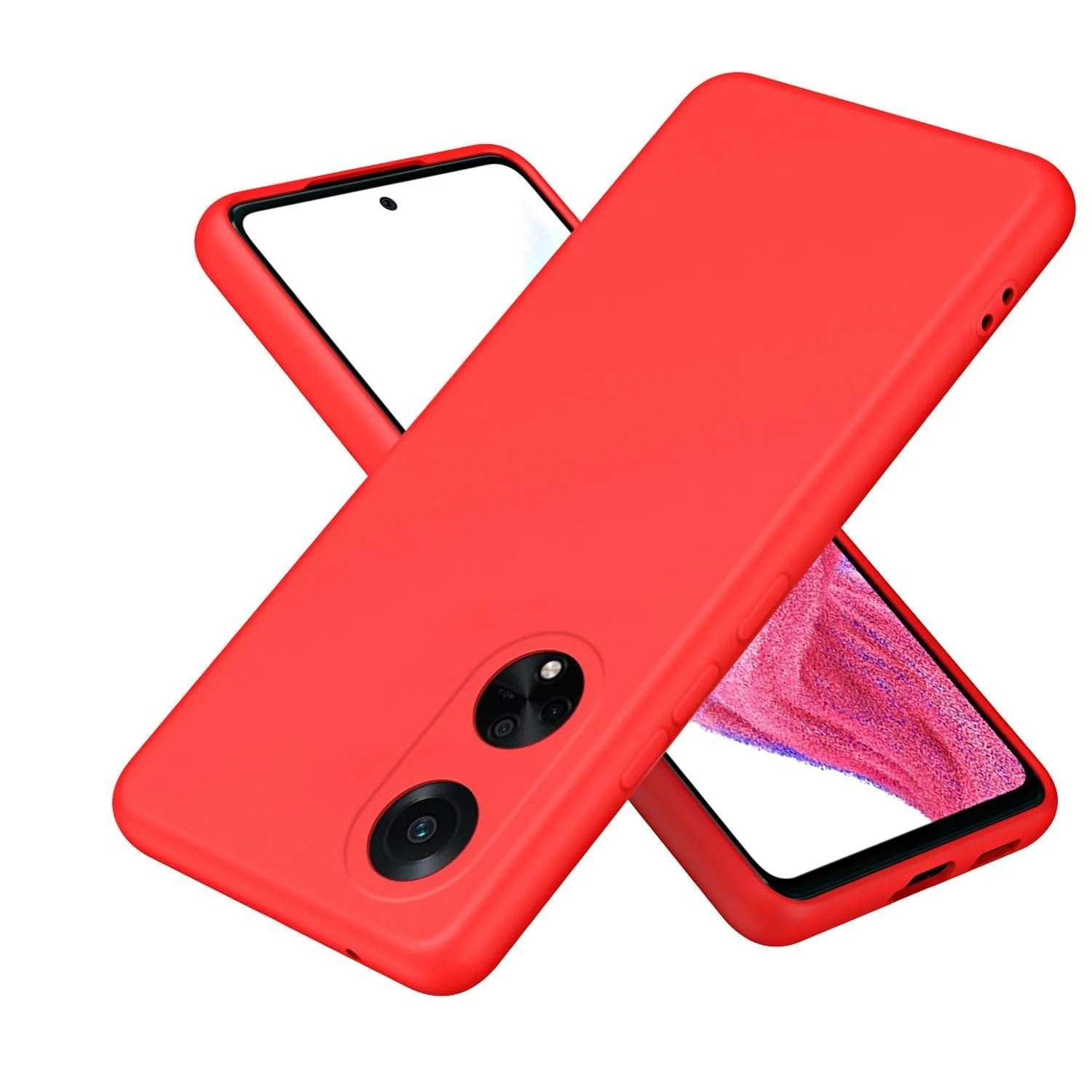 DL3 Mobilak OPPO A98 Case, Soft Flexible Silicone Gel Rubber Bumper Cover, Full Body Shockproof Protective Phone Case - Red