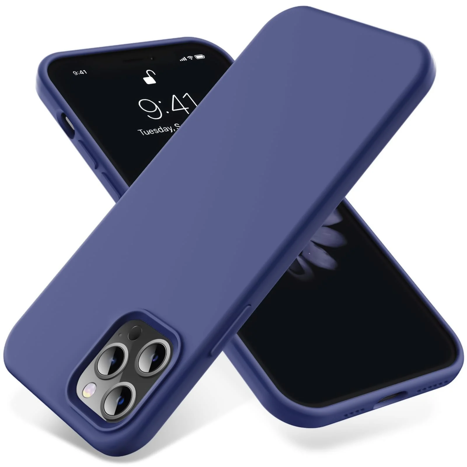 DL3 Mobilak Compatible with iPhone 13 Pro Max (6.7 Inch) Case, Liquid Silicone Case, Full Body Protective Cover, Shockproof, Slim Phone Case, Anti-Scratch Soft Microfiber Lining - Blue