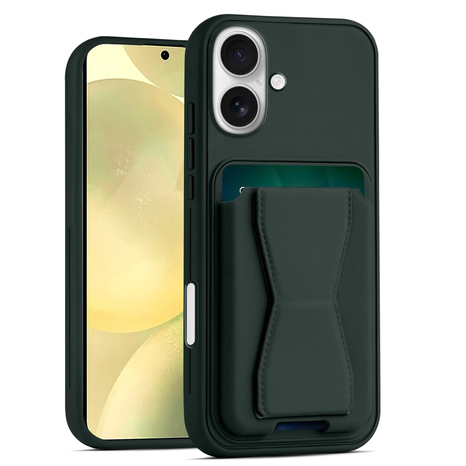 DL3 Mobilak Leather Wallet Case for iPhone 17 6.3-Inch, Camera protection, Shock-absorbing protection, Built-in kickstand - Dark Green