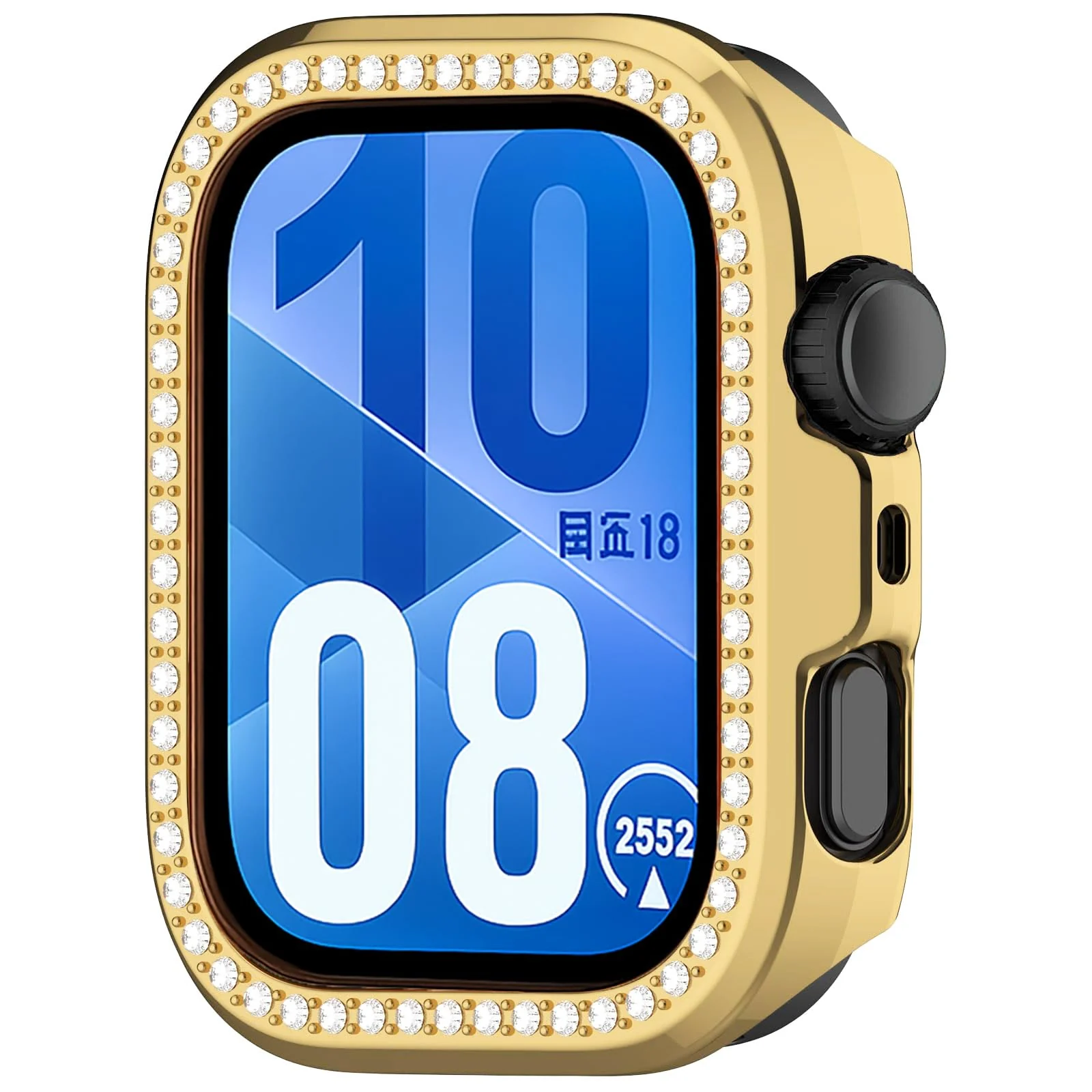 DL3 Mobilak Bling Case Without screen protector for Huawei Watch Fit 4, Hard PC Frame Case, Crystal Diamonds Bumper Cover for Women Girls, Slim Protective Cover for Huawei Watch Fit 4 - Gold