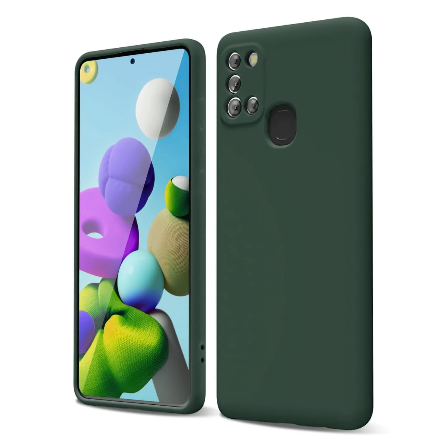 DL3 Mobilak Samsung Galaxy A21s Case, Soft Flexible Silicone Gel Rubber Bumper Cover, Full Body Shockproof Protective Phone Case - Green