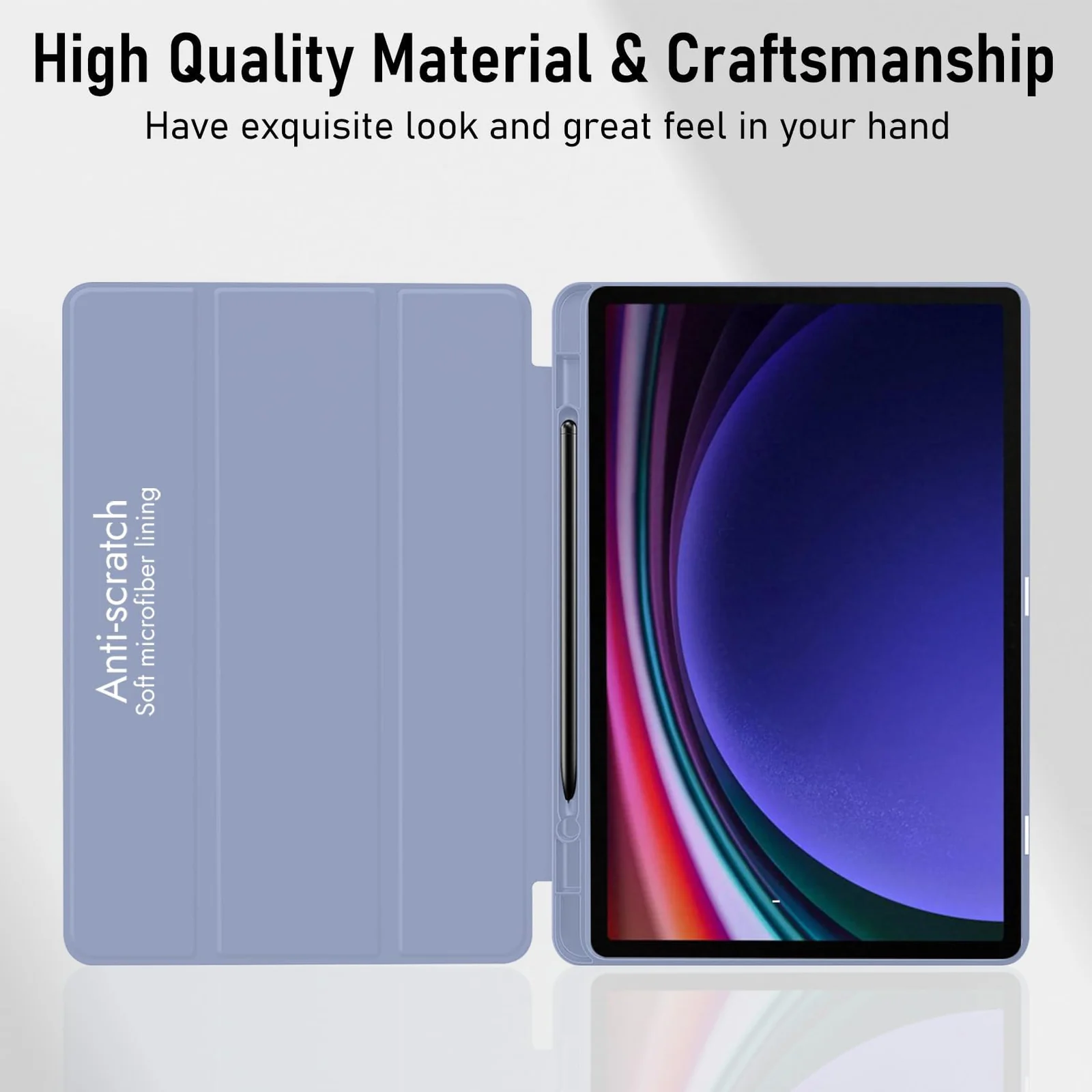 DL3 Mobilak Smart Case for Samsung Galaxy Tab S8 Plus 2022/S7 FE/S7 Plus 12.4 with Pencil Holder, Soft TPU Smart Stand Back Cover Auto Wake/Sleep - Lavender