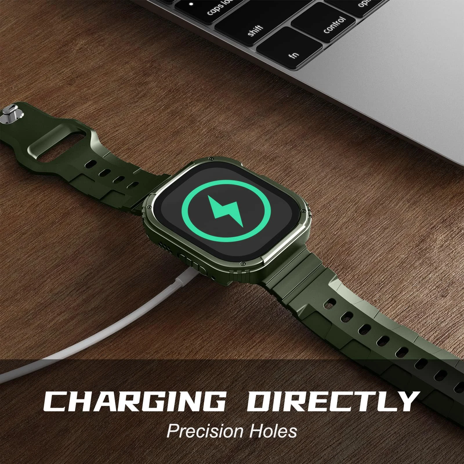 DL3 Mobilak Case Rugged For Apple Watch Ultra 2 / Ultra 49mm with Screen Protector, Durable Military Grade Quattro Pro Series Drop-Proof Protective Cover Full Coverage Shock-Proof Bumper - Green