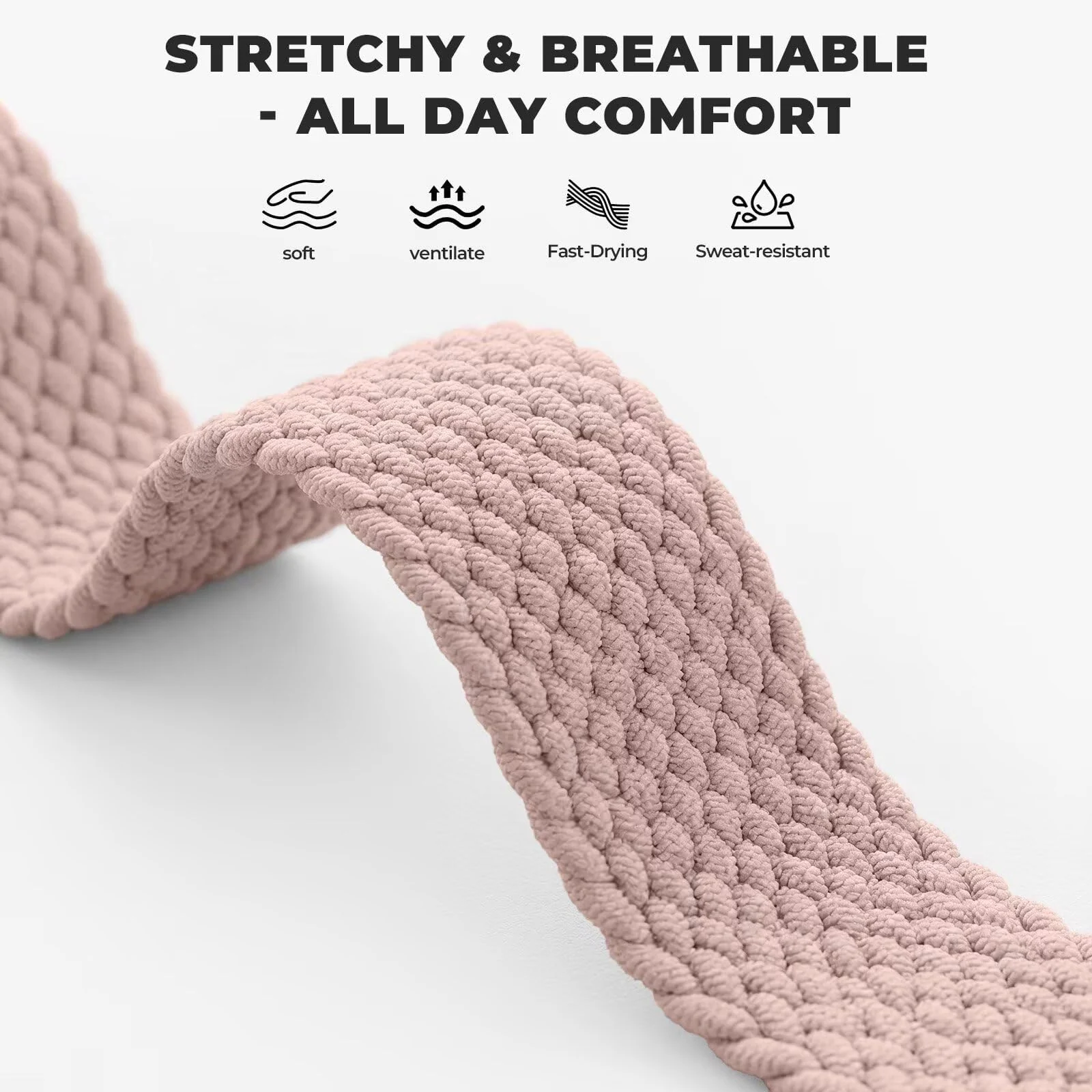 DL3 Mobilak 22mm Stretchy Nylon Strap For Xiaomi Redmi Watch 5 Active/5 Lite/Samsung Galaxy Watch 46mm/Watch 3 45mm/Gear S3/Huawei watch (GT6 GT5 GT4 GT3 GT2 GT 46MM)/GT2E/GT 6 Pro/Amazfit GTR4, Braided Band - Pink Sand