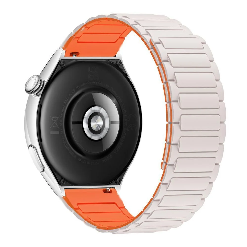 DL3 Mobilak 22mm Silicone Magnetic Strap for Xiaomi Redmi Watch 5 Active/5 Lite/Samsung Galaxy Watch 46mm/Watch 3 45mm/Gear S3/Huawei watch (GT6 GT5 GT4 GT3 GT2 GT 46MM)/GT2E/GT6 Pro/GT 5 Pro/Amazfit GTR4/Bip 6 - Starlight Orange