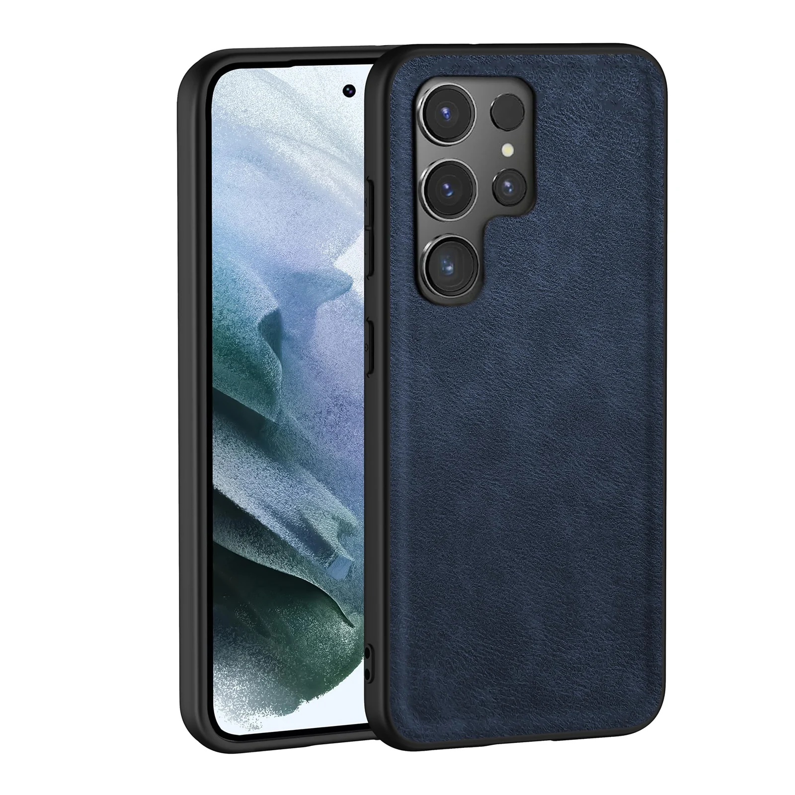Dl3 Mobilak Case for Samsung Galaxy S24 Ultra Leather Case,Anti-Drop, Anti-Shock, Non-Slip Texture,Simple Cell Phong Cover (Blue)