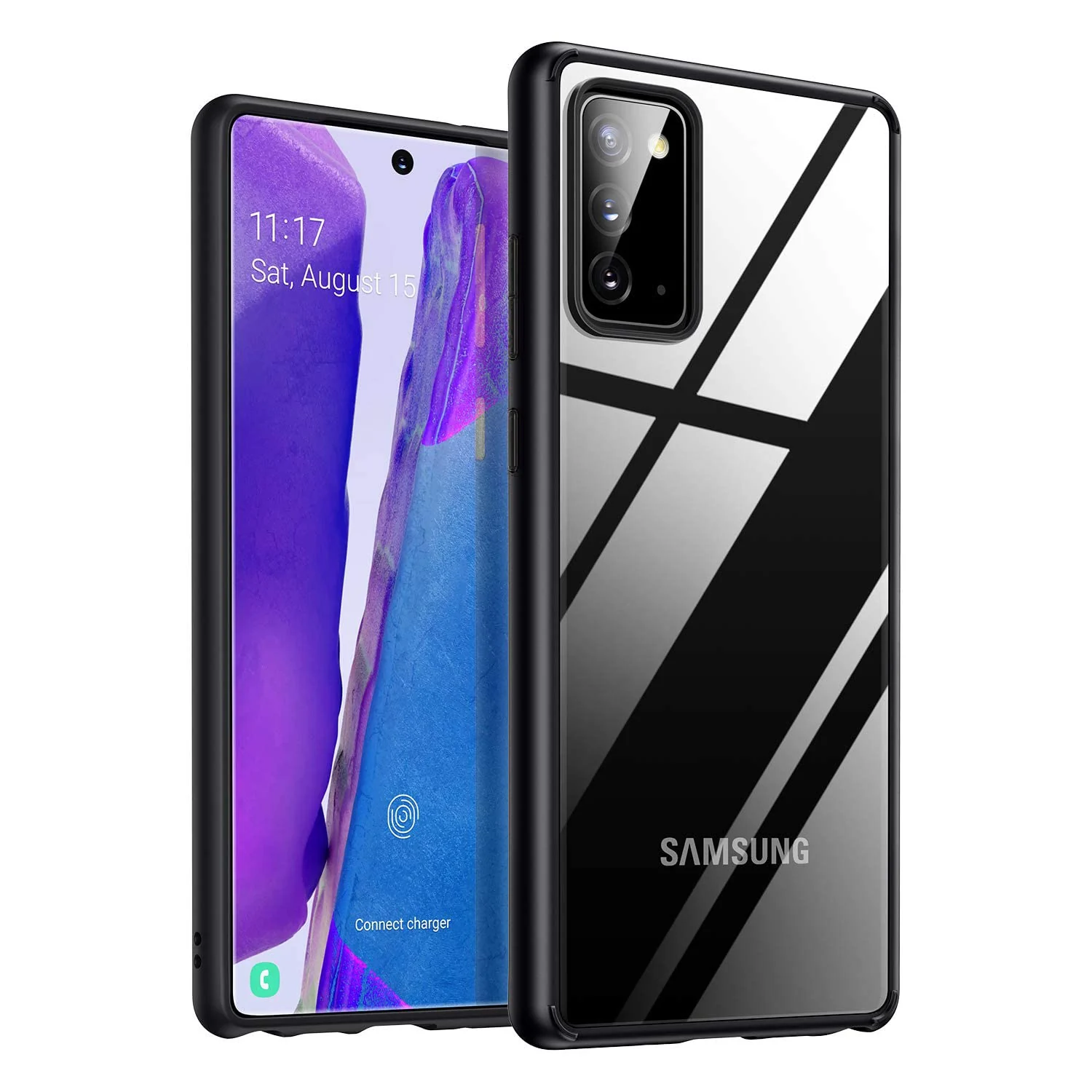 DL3 Mobilak Clear TPU Case for Samsung Galaxy Note 20, Shock-absorbing protection, Non-slip grip, Raised edges around the screen and camera - Black