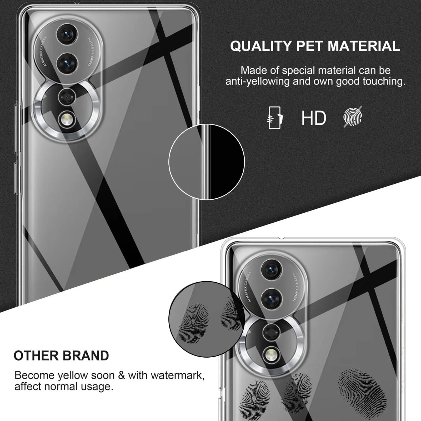 DL3 Mobilak Case Compatible with Honor 80 Case Crystal Soft TPU Gel Case Flexible Silicone Anti-Scratch Camera Protection TPU Cover - Clear