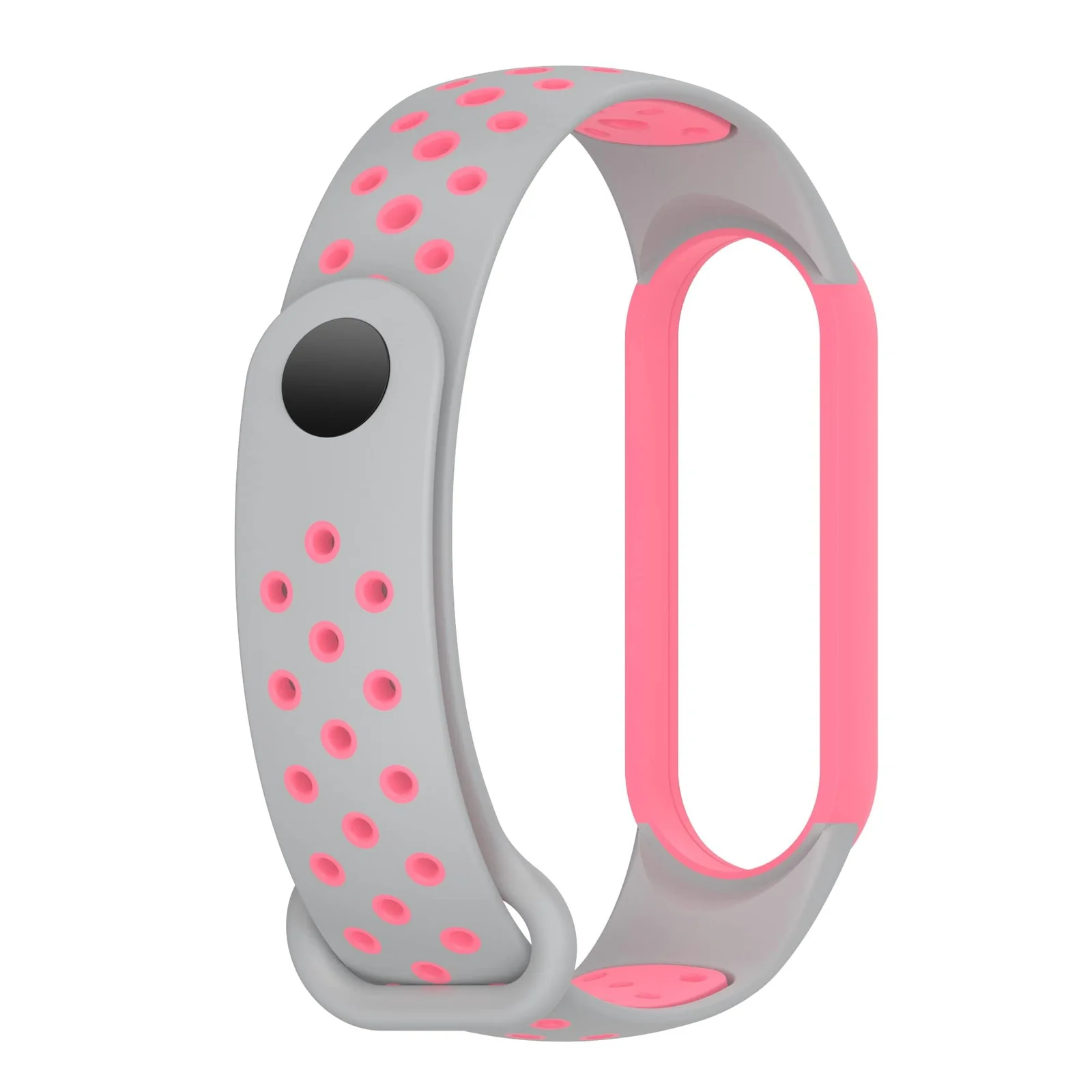 DL3 Mobilak Strap Compatible with Xiaomi Mi Band 4 / Mi Band 3, Women Men Armband, Two Colours Breathable Adjustable Soft Silicone Replacement Strap Compatible with Xiaomi Mi Band 3/4 - Gray Pink