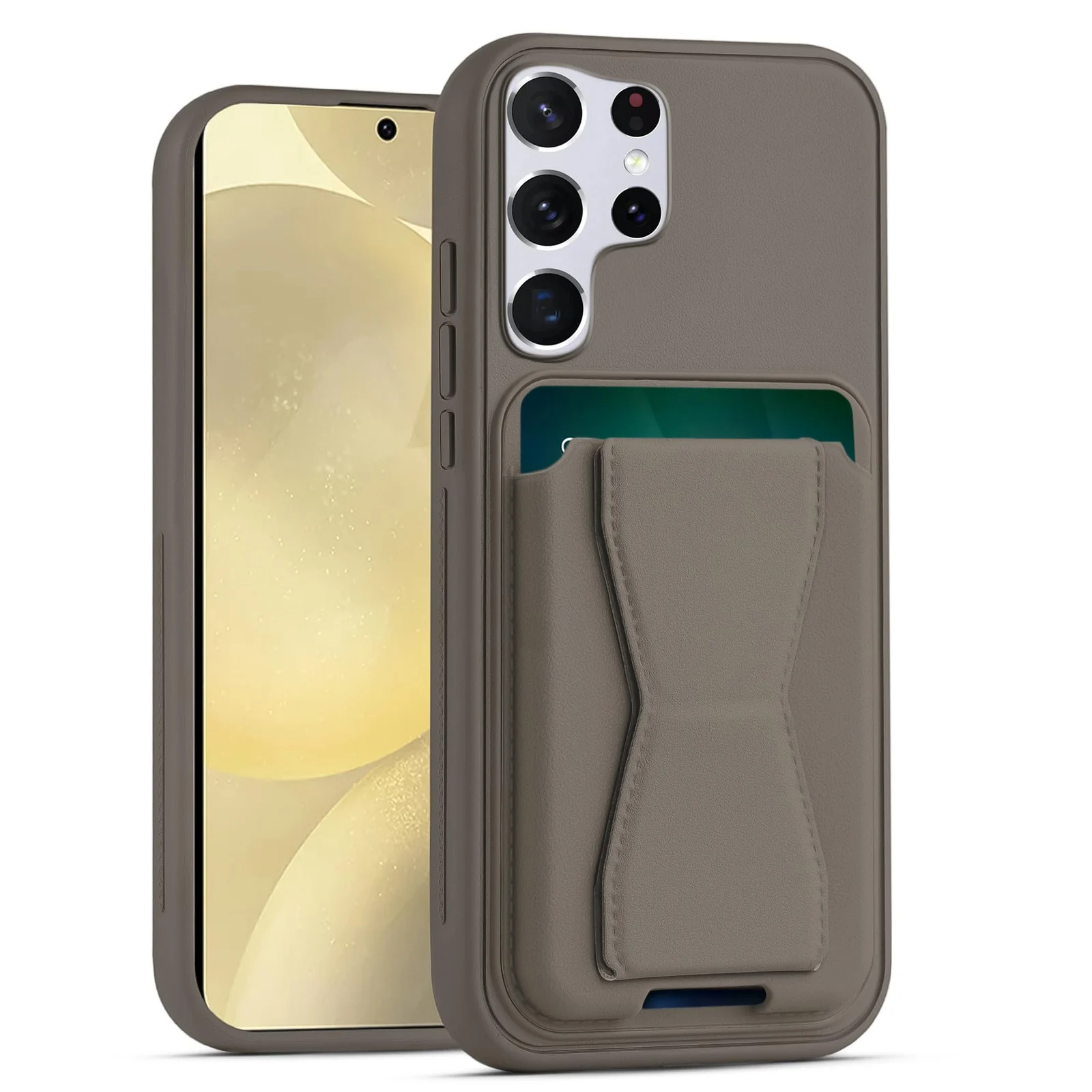 DL3 Mobilak Leather Wallet Case with Card Slot for Samsung Galaxy S25 Ultra with Camera Protection and Shockproof Design - Titanium