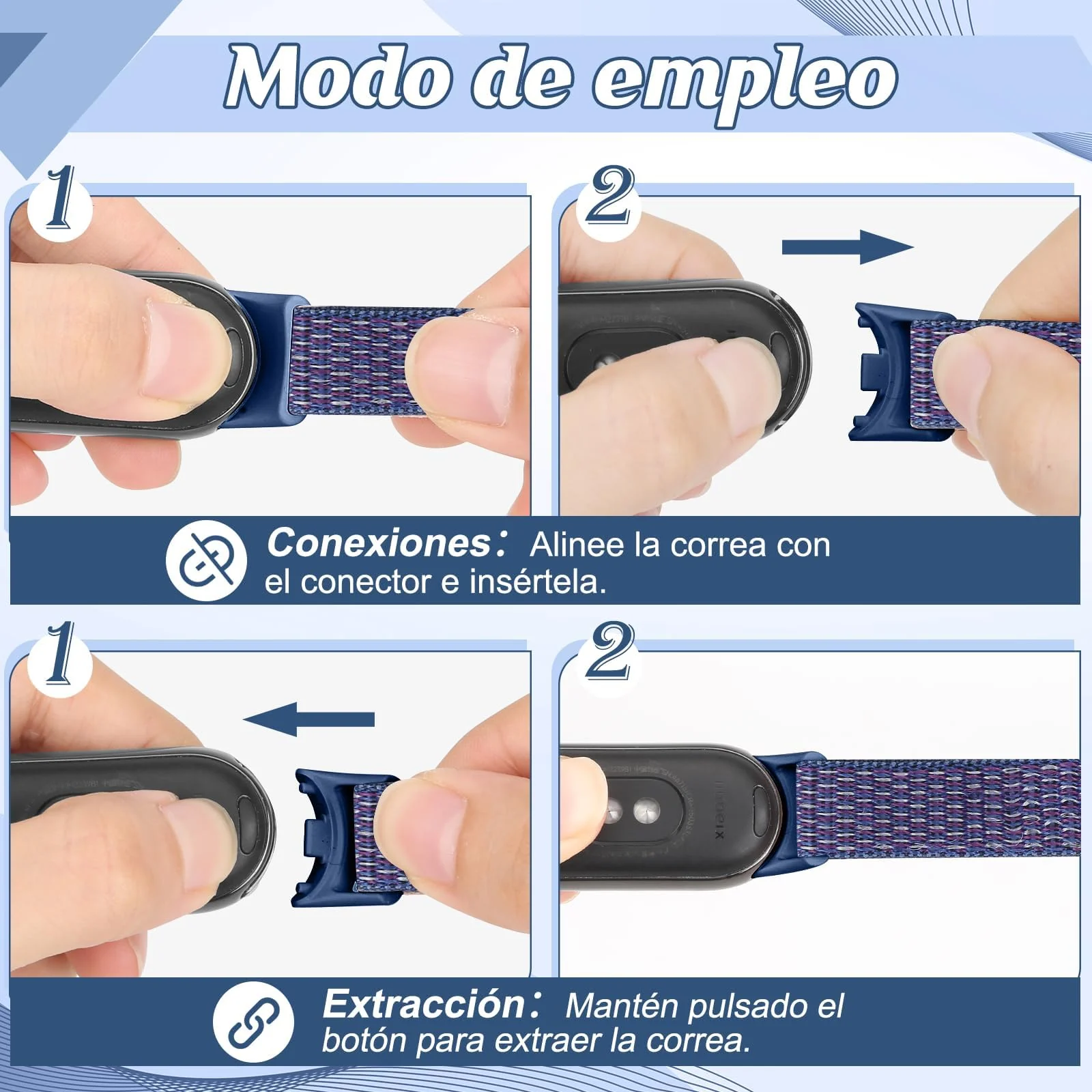 DL3 Mobilak Nylon Sport Band Compatible with Xiaomi Mi Band 10/9/8 for Women Men, Soft Adjustable Breathable Sport Loop Watch Strap Replacement Wristband for Xiaomi Smart Band 8/9/10 - Light Indigo