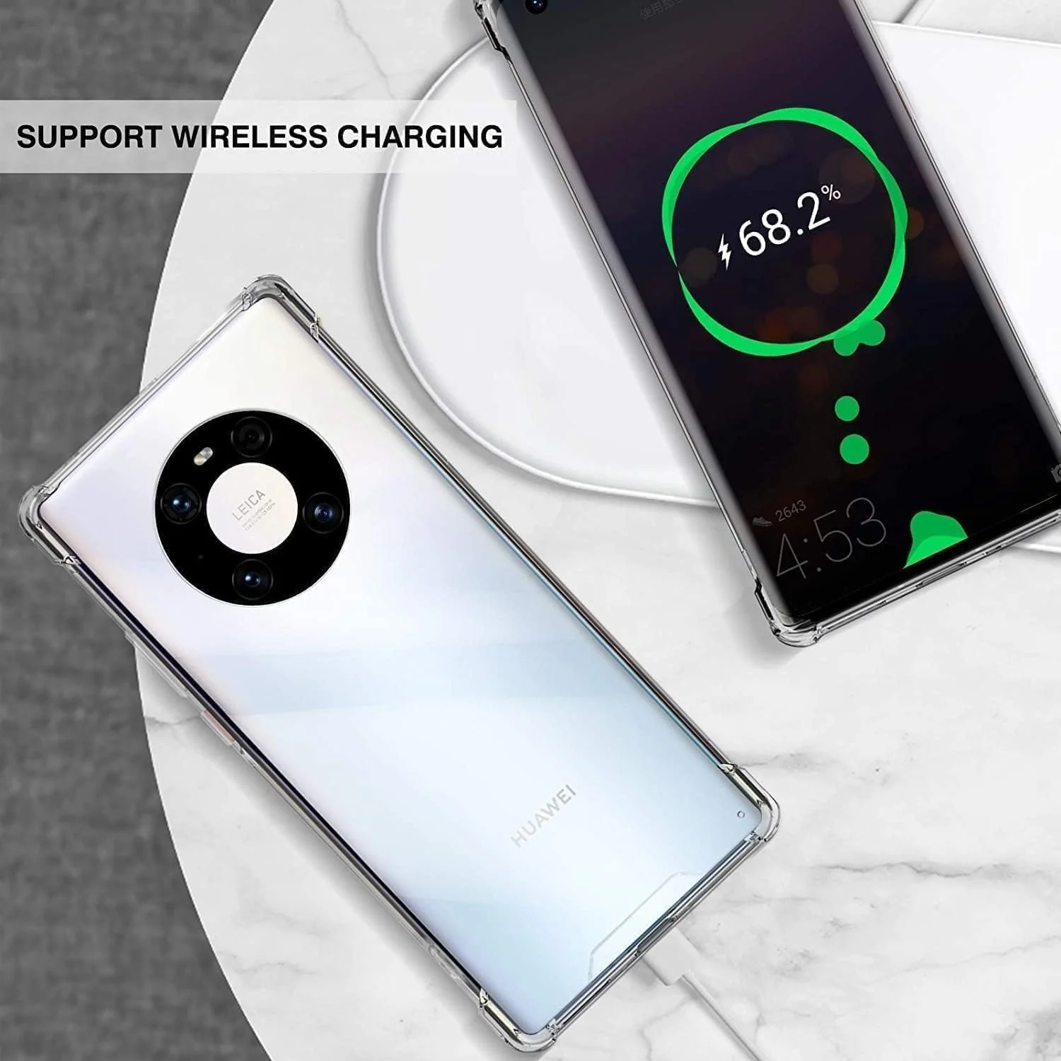 DL3 Mobilak Case Compatible with Huawei Mate 40 Pro, Cover Silicone Transparent TPU Gorilla Anti-shock Protector Camera Shockproof Corners - Clear