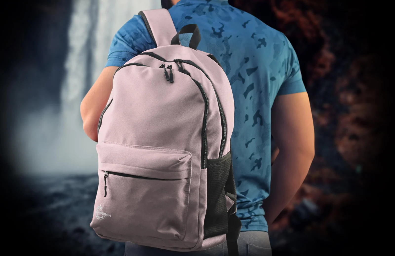 Mobigon Backpack for Student, School Bag, Large Capacity Backpack, Aesthetic Bookbag, Fashion Simple Casual Daypacks for Men Women, For School Shopping Travel Sports Vacation - Pink Sand
