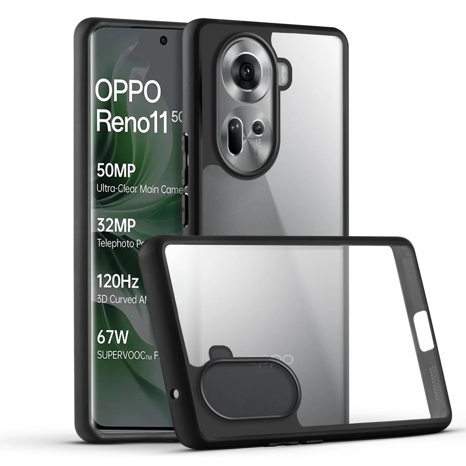 DL3 Mobilak Clear TPU Case for OPPO Reno 11 5G, Camera protection, Shock-absorbing protection, Scratch-resistant surface - Black